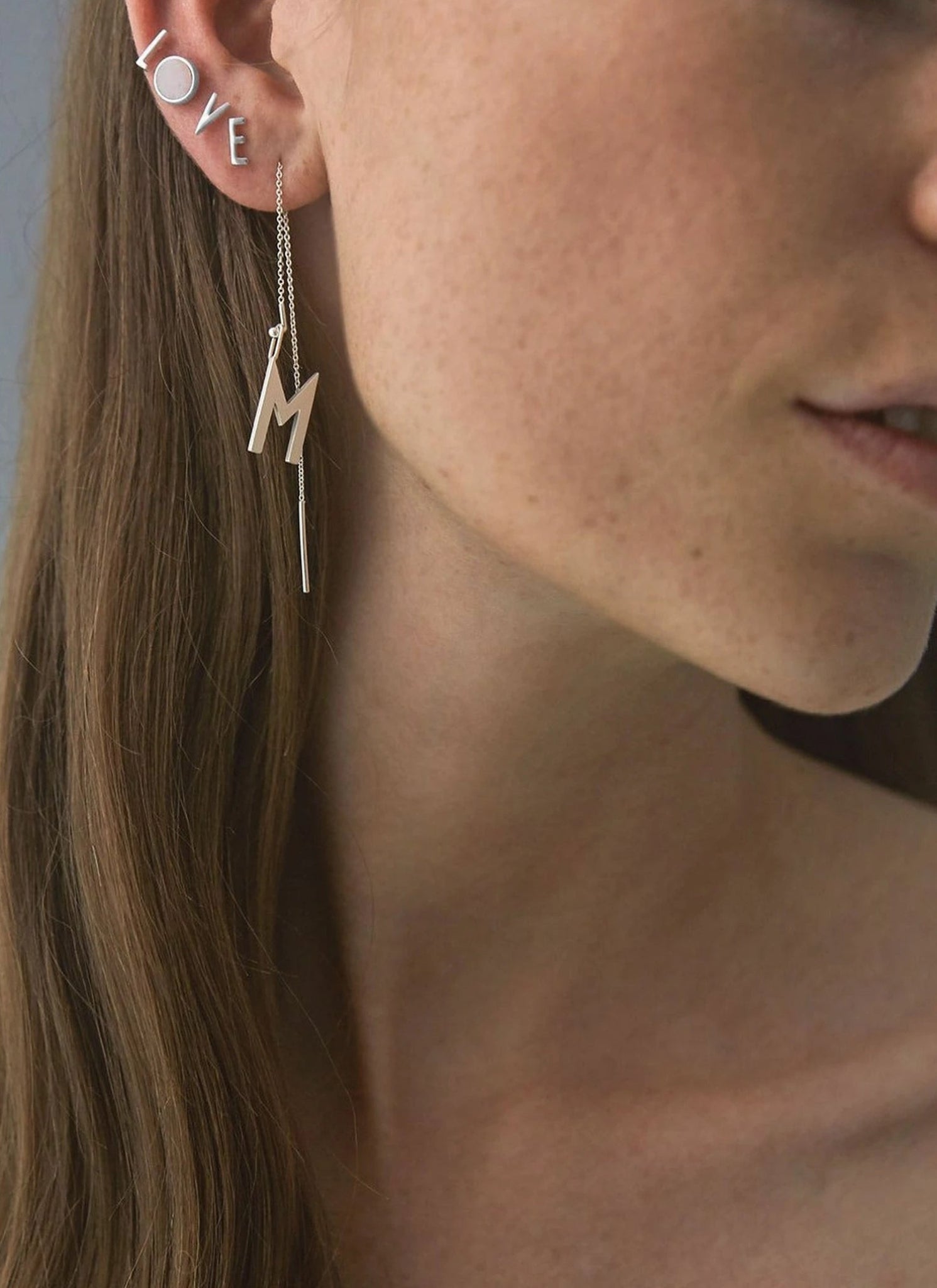 Design Letters Earring, Gold Plated