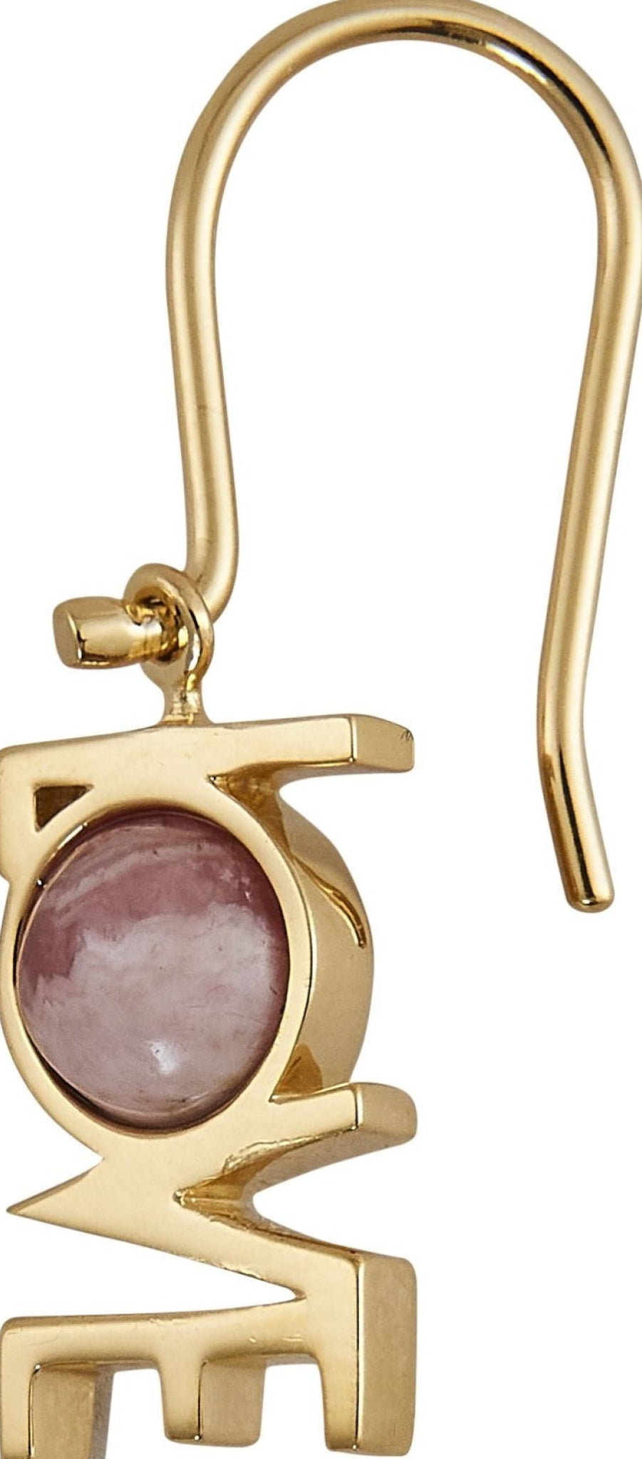 Design Letters Great Love Earrings 1 PCs 18k Gold Plated, Red Chrosite