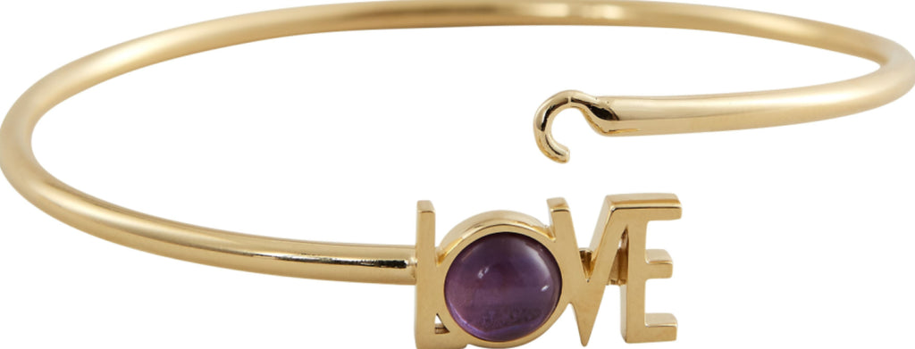 Design Letters Great Love Bangle 18k Gold Plated, Amethyst Violet