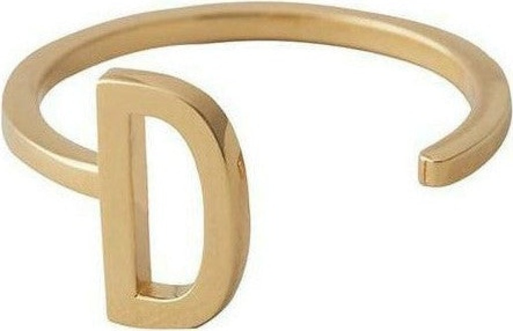 Design Letters Letter Ring A-Z, 18k Gold Plated, D