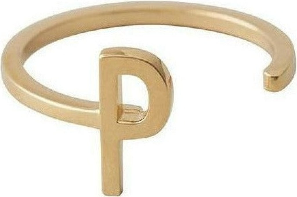 Design Letters Letter Ring A-Z, 18k Gold Plated, P