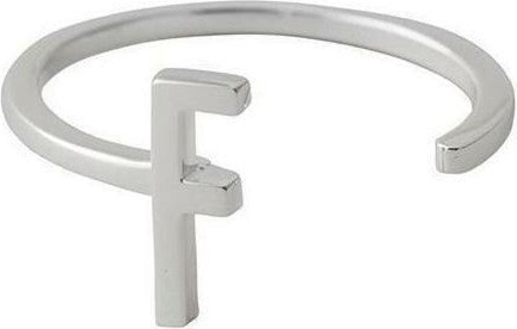 Design Letters Letter Ring A-Z, 925 Sterling Silver, F