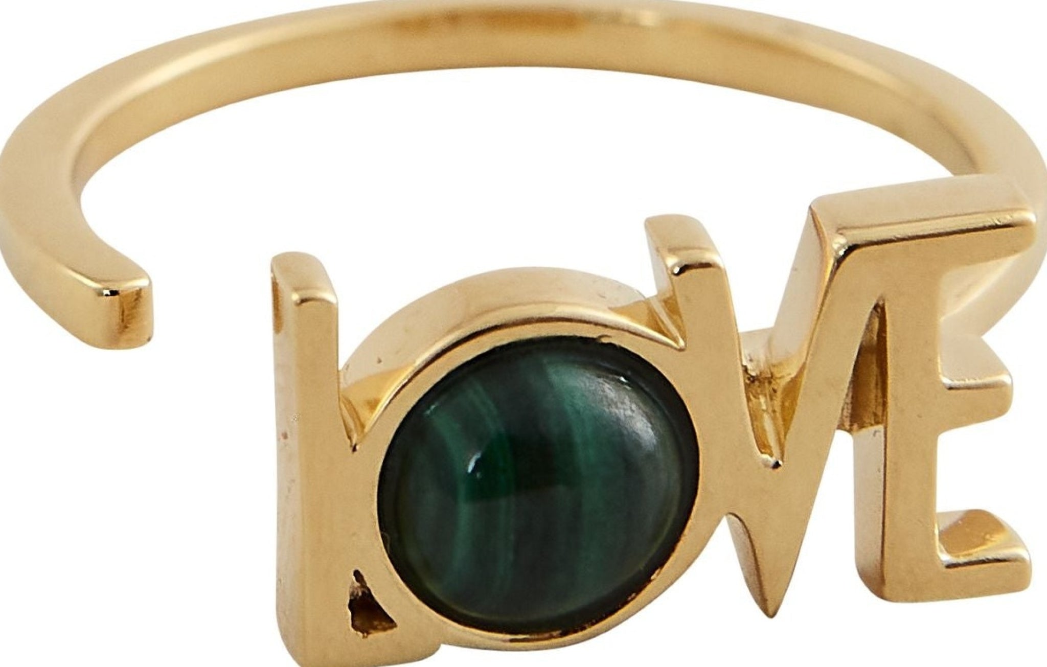 Design Letters Great Love Ring 18k Gold Plated, Malachite Green