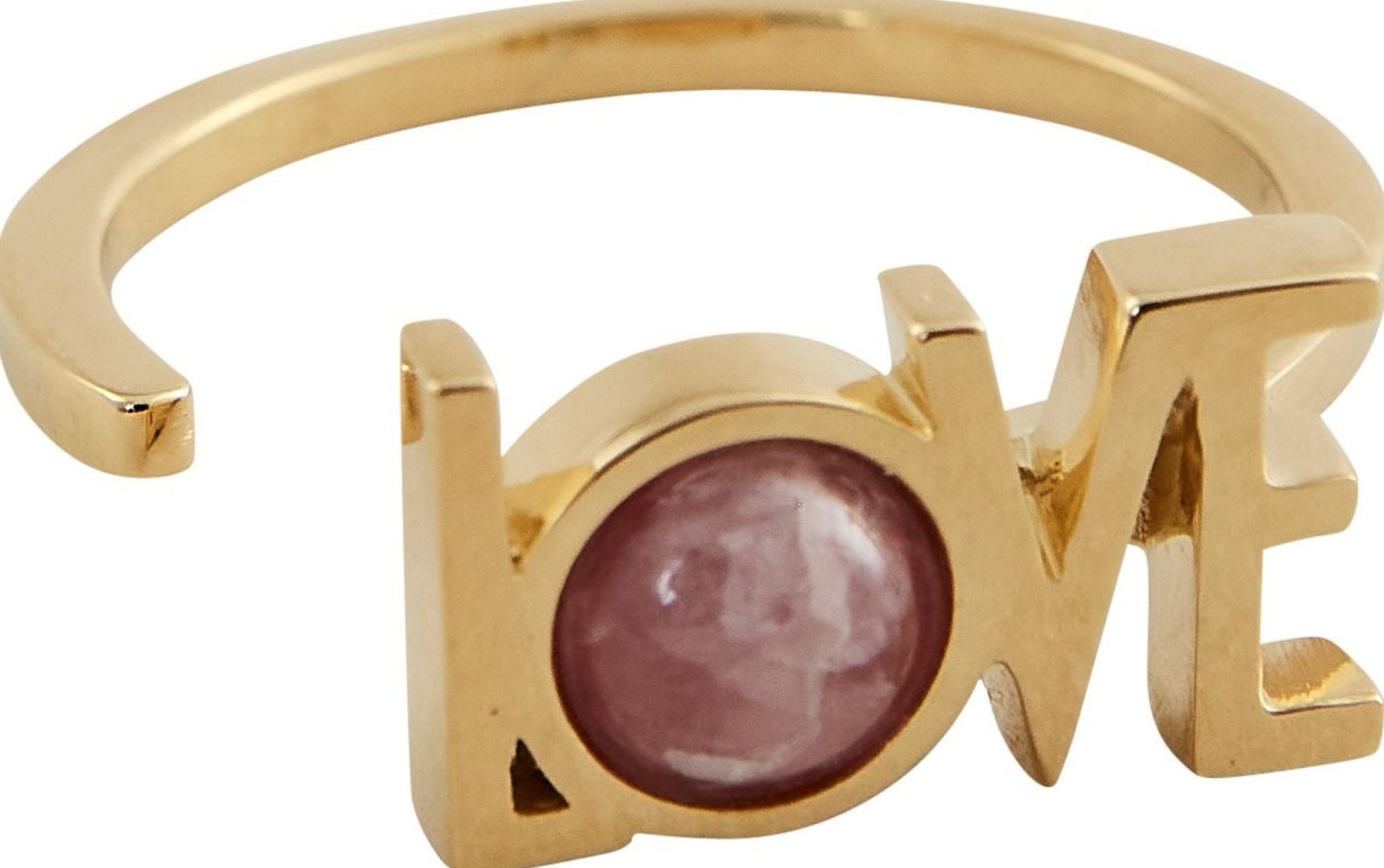 Design Letters Great Love Ring 18k Gold Plated, Red Chrosite