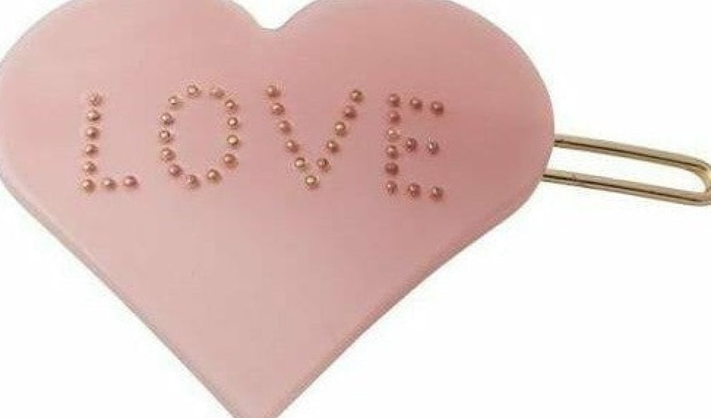 Design Letters Iconic Hair Clip, Love, Pink