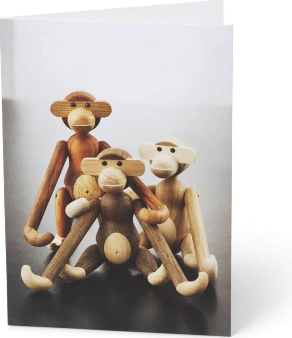 Kay Bojesen Card A6 Monkeys 3 Different Mixed Wood 1 Piece