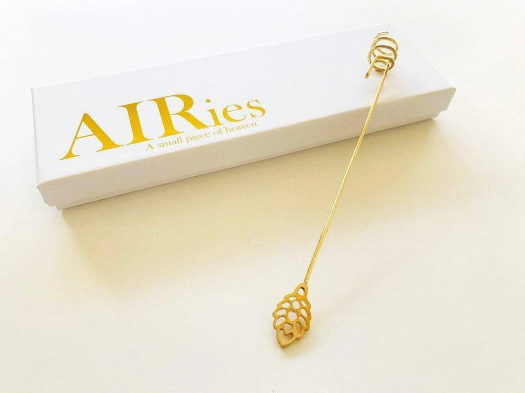 AIRies Candle Holder for Christmas Tree with Fir Cone, Gold