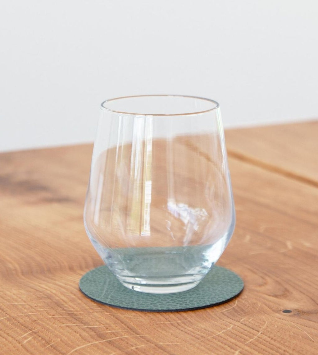 Lind DNA Circle Glass Coaster Hippo Leather, Pastel Green
