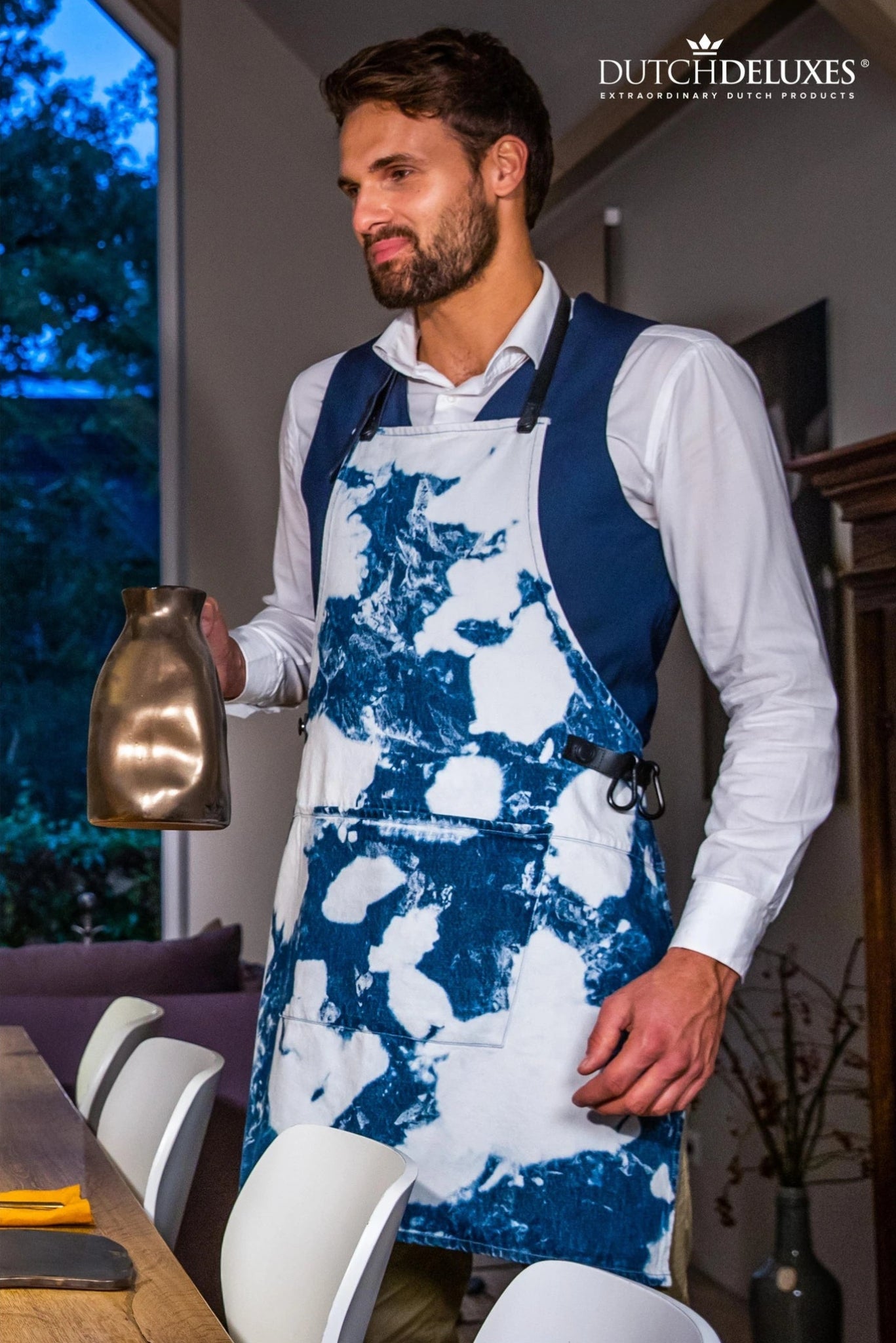 Dutchdeluxes apron in BBQ style, blue stained