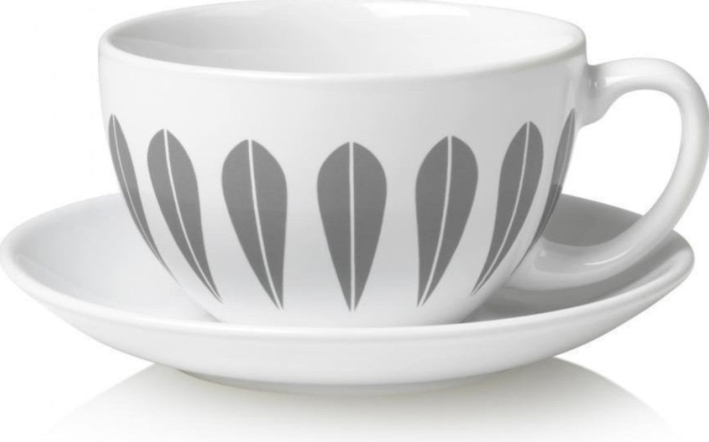 Lucie Kaas Arne Clausen Collection Cups w. saucer grey, 10cm