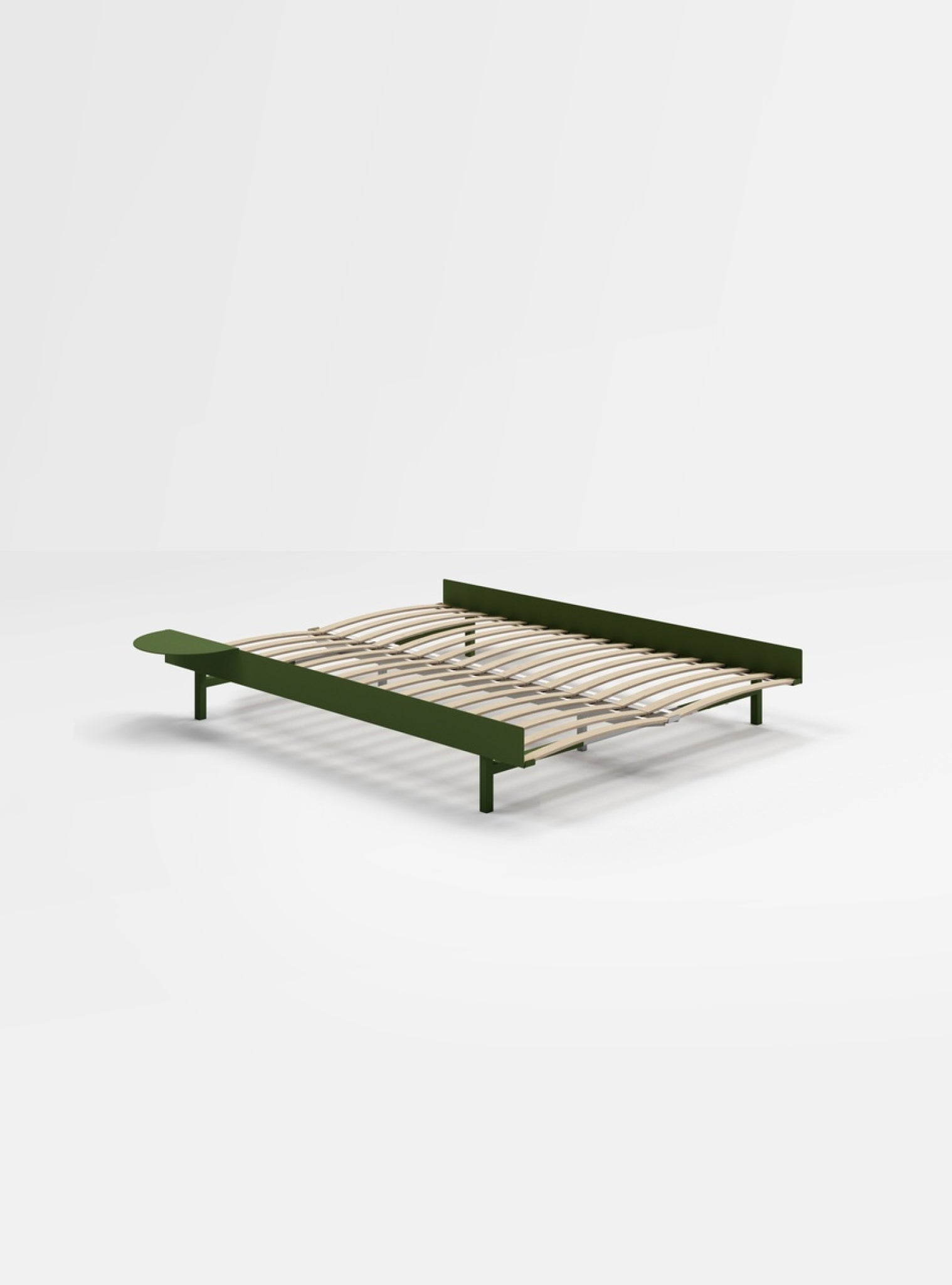Moebe Bed, 140 Cm, Slats, 1x Side Table, Pine Green
