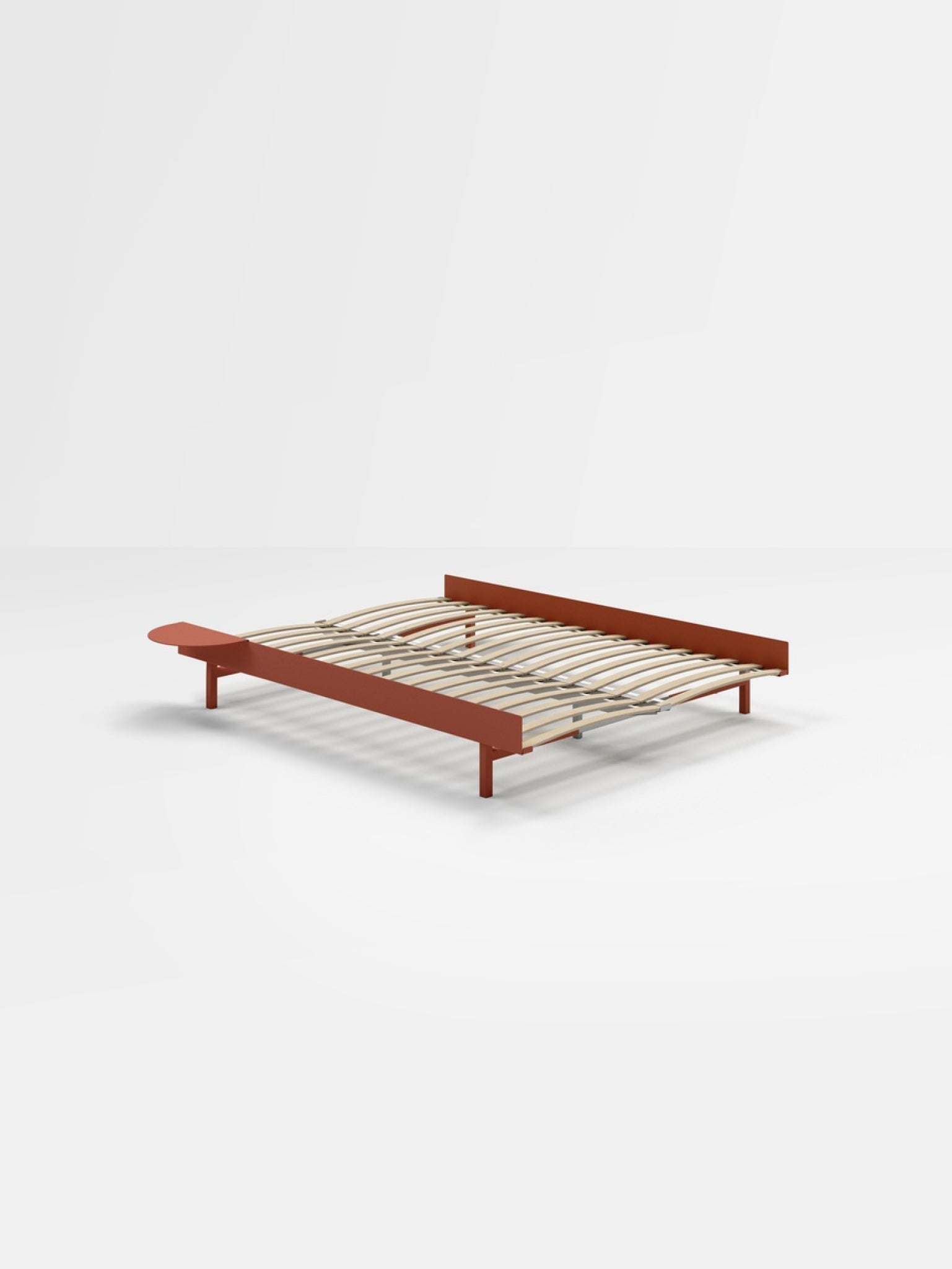 Moebe Bed, 140 Cm, Slats, 1x Side Table, Terracotta