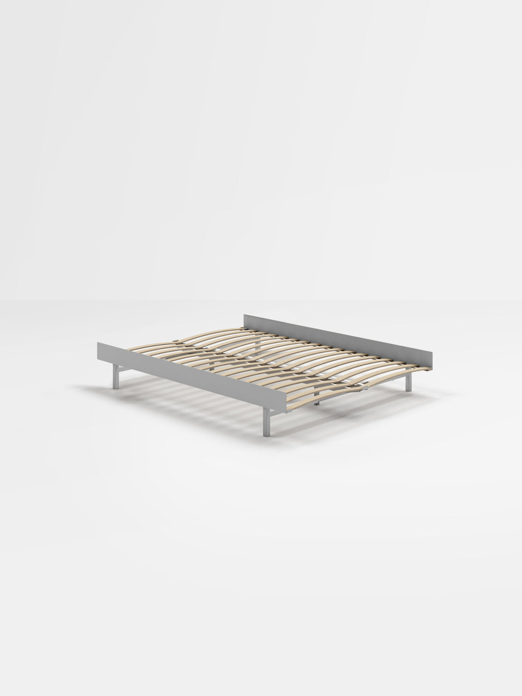 Moebe Bed, 140 Cm, Slats, Stainless Steel
