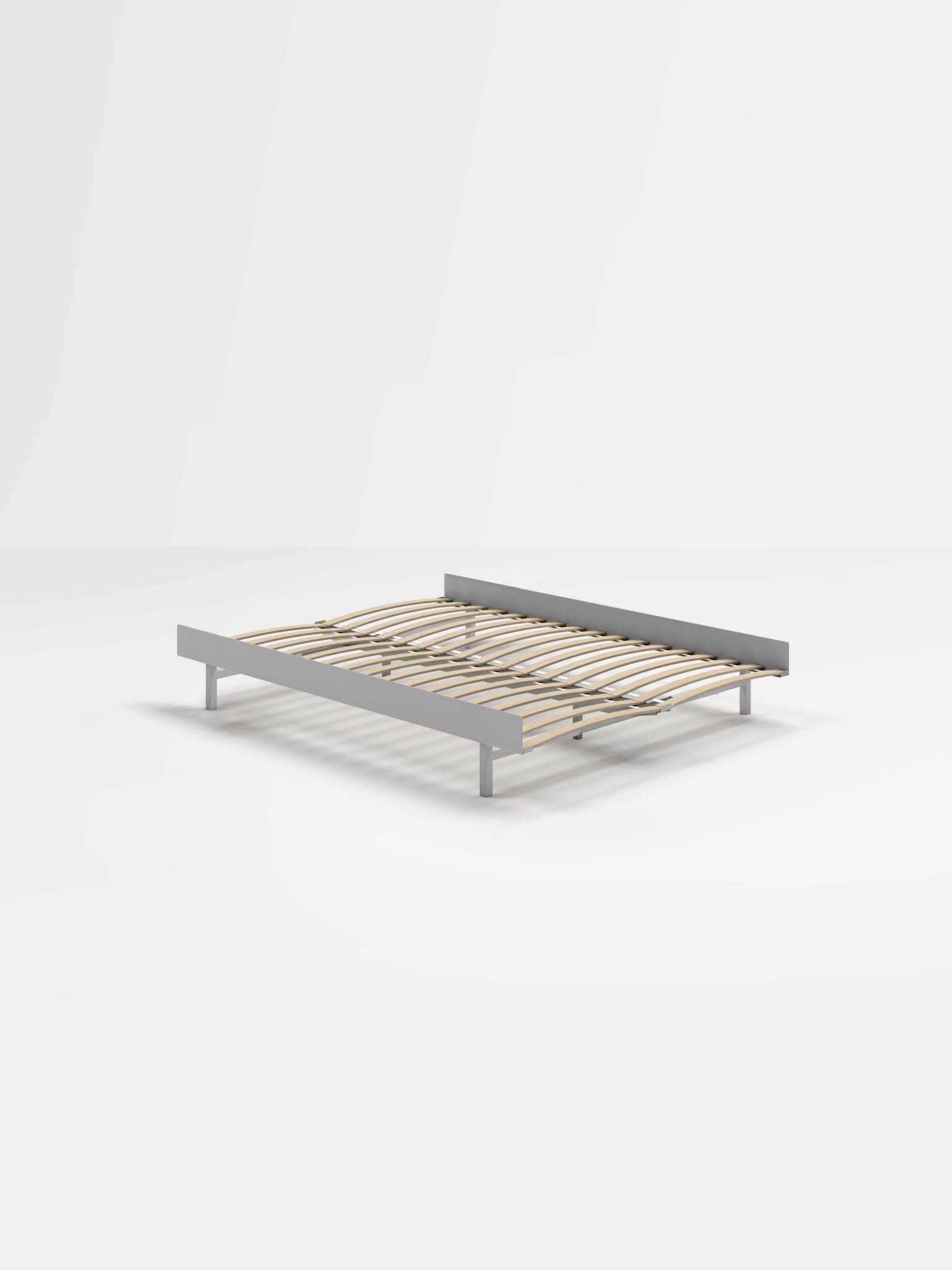 Moebe Bed, 140 Cm, Slats, Stainless Steel