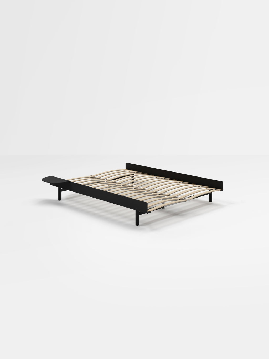 Moebe Bed, 150 Cm, Slats, 1x Side Table, Black