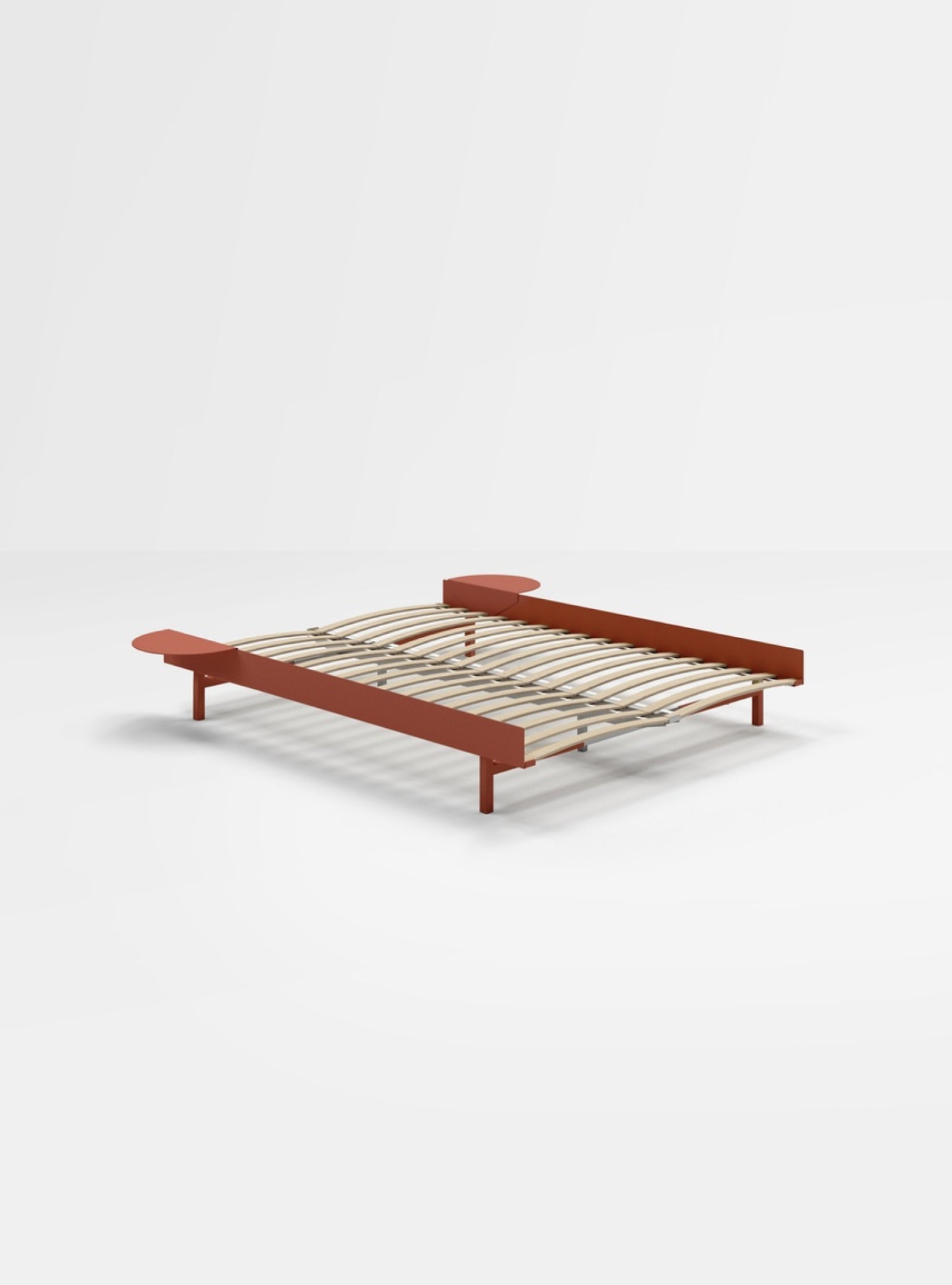 Moebe Bed, 150 Cm, Slats, Terracotta