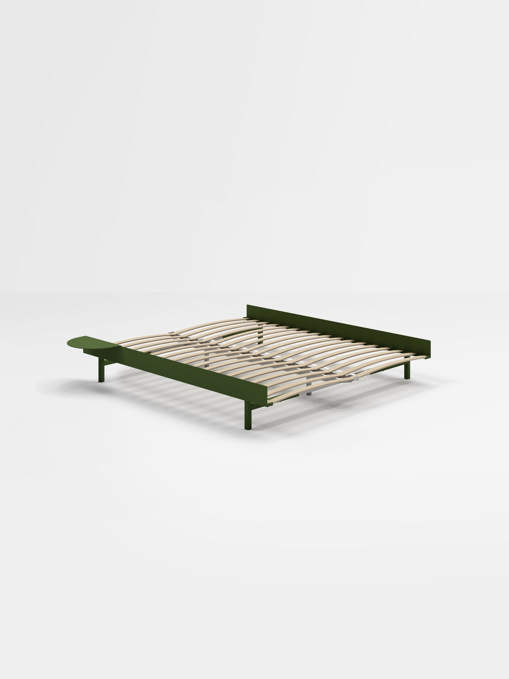 Moebe Bed, 160 Cm, Slats, 1x Side Table, Pine Green