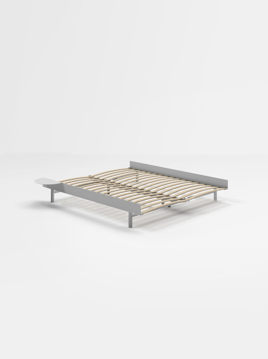 Moebe Bed, 160 Cm, Slats, 1x Side Table, Stainless Steel