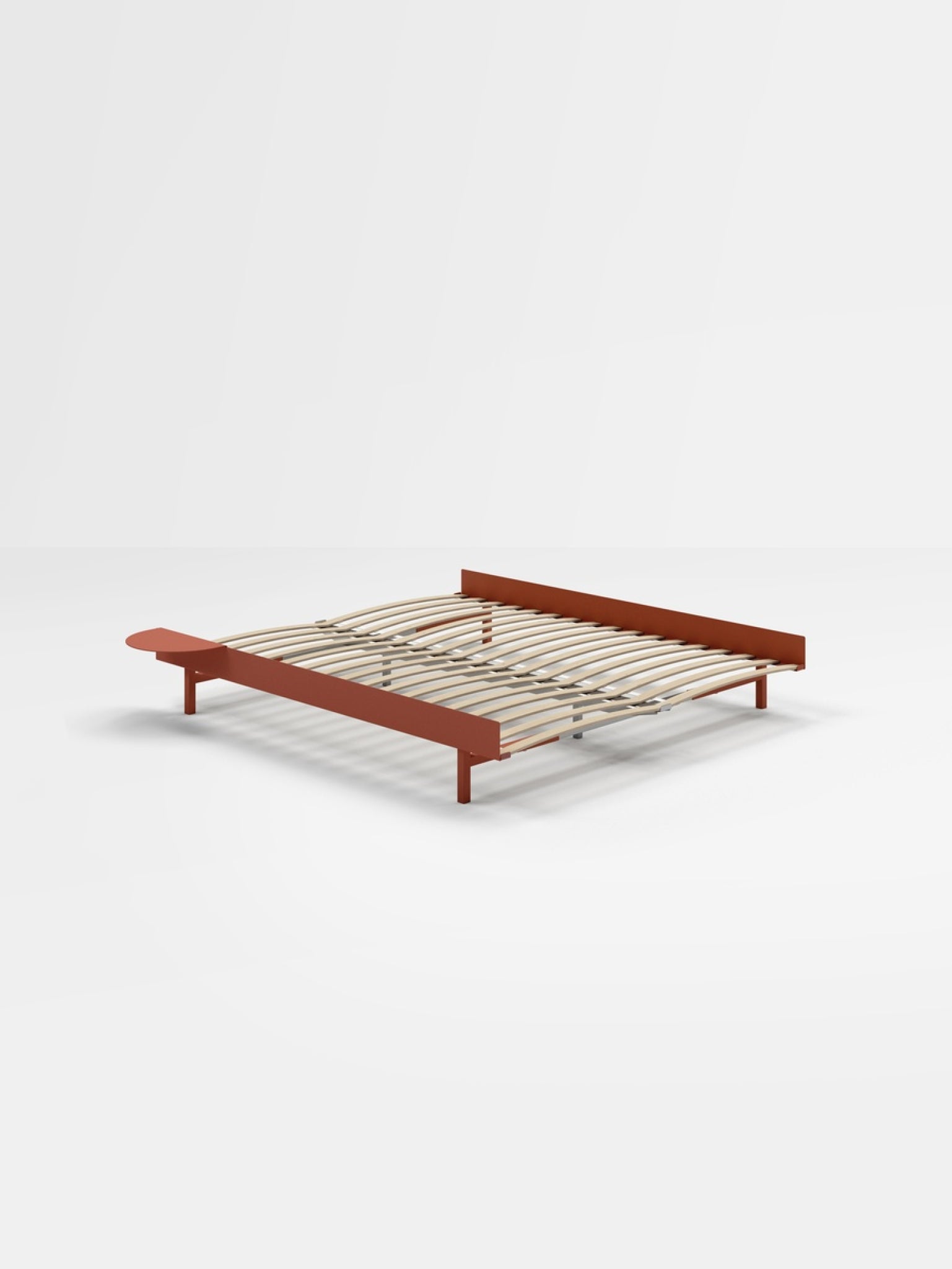 Moebe Bed, 160 Cm, Slats, 1x Side Table, Terracotta