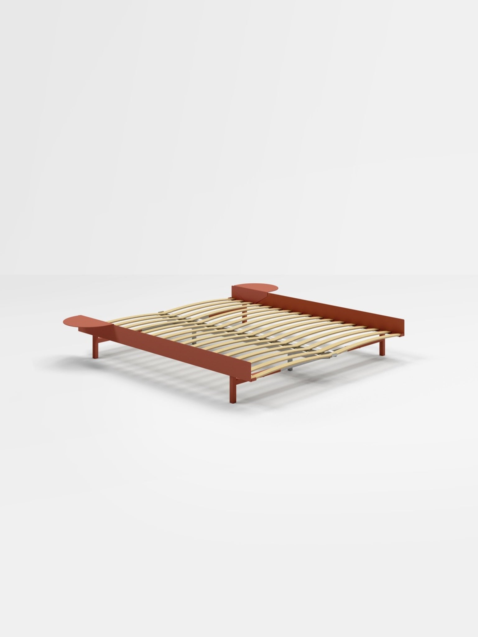 Moebe Bed, 160 Cm, Slats, 2x Side Table, Terracotta
