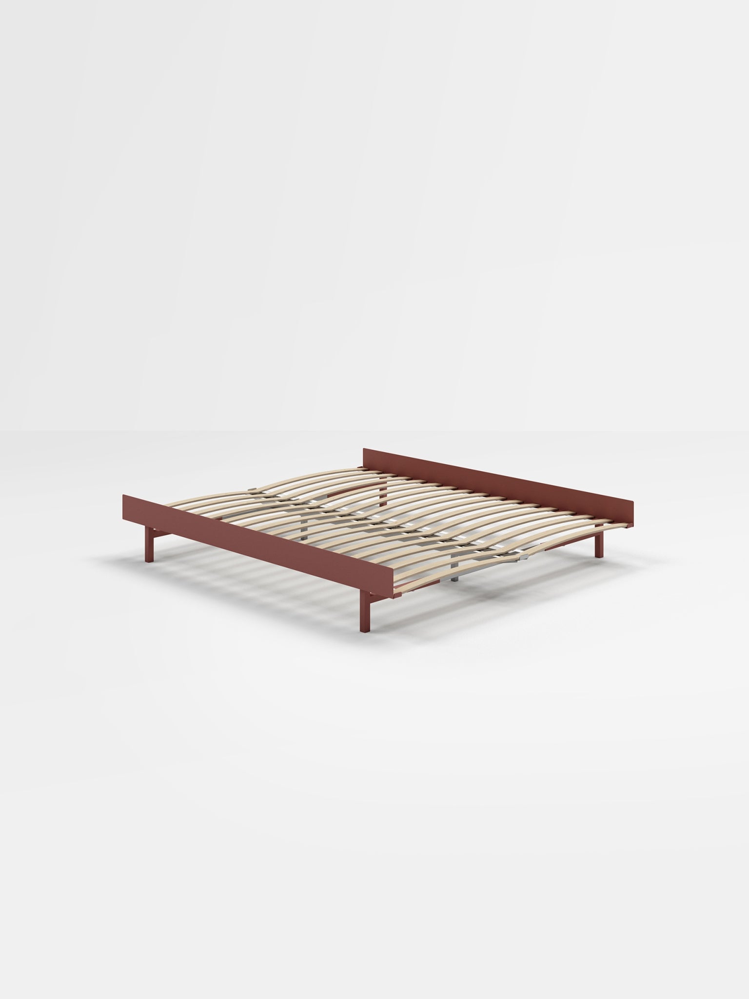 Moebe Dusty Rose Bed with Slats - Modern Steel Frame, 160 cm
