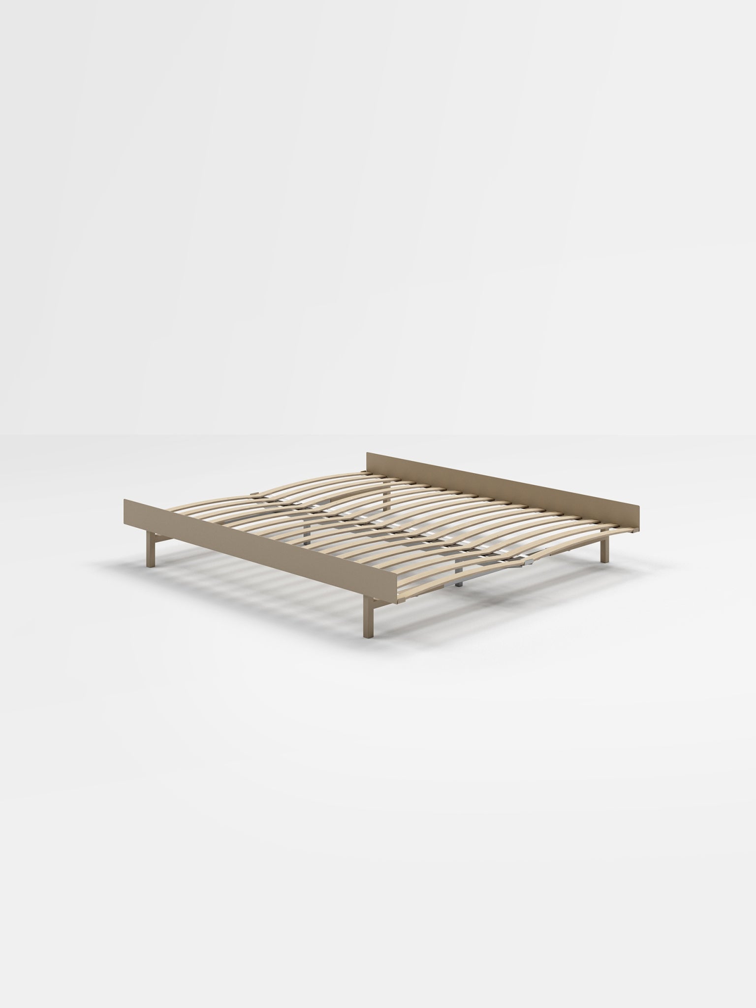 Minimalist Moebe Bed with Slats 160 cm in Sand - Modern Steel Frame