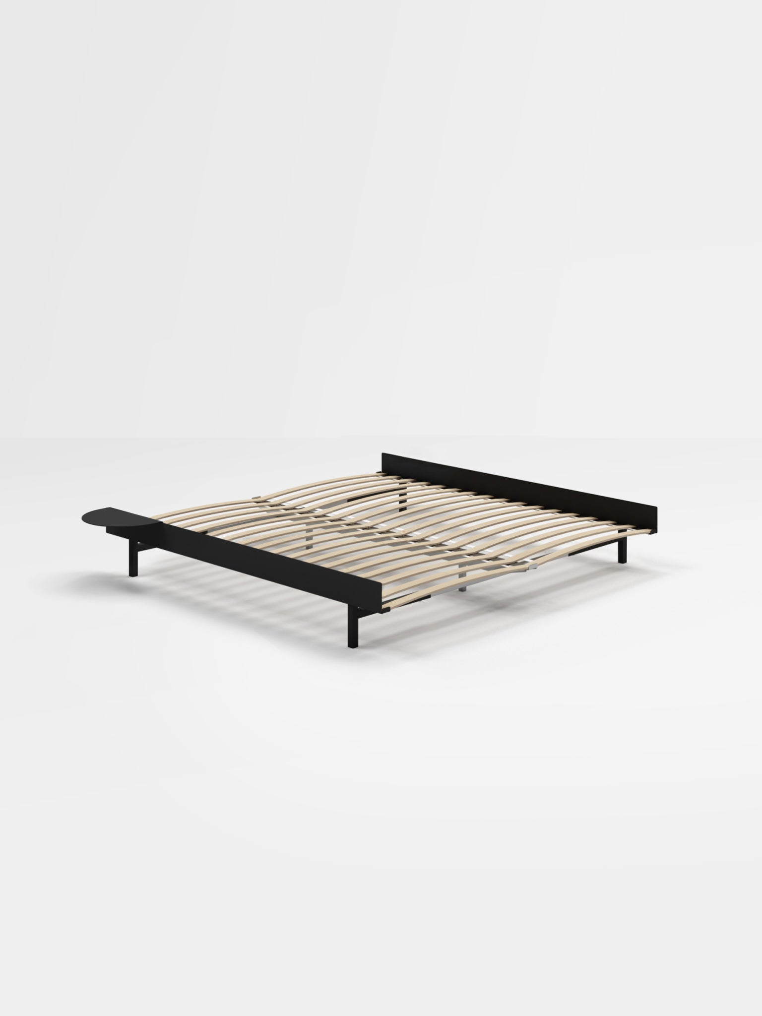 Moebe Bed, 180 Cm, Slats, 1x Side Table, Black