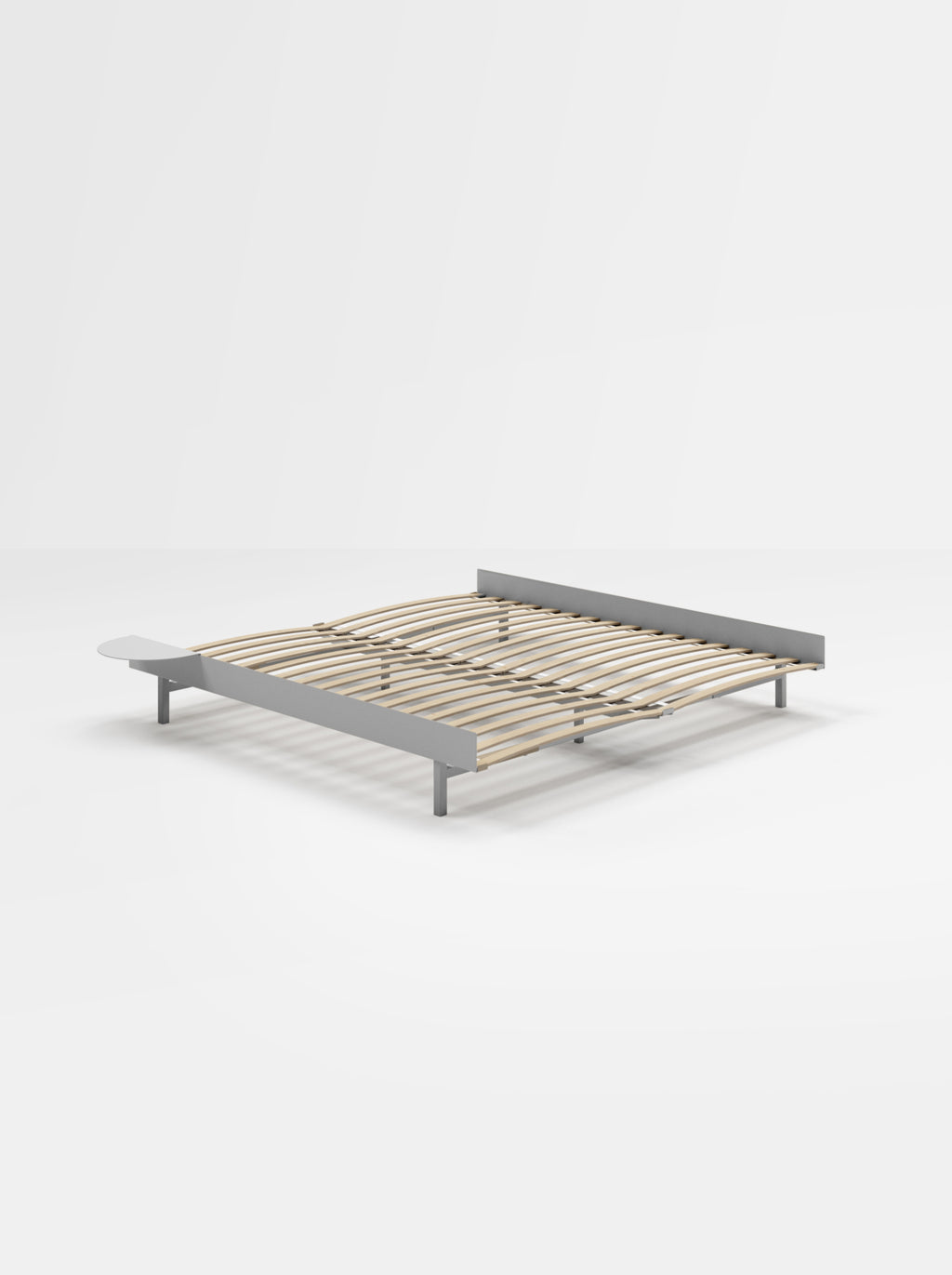 Moebe Bed, 180 Cm, Slats, 1x Side Table, Stainless Steel