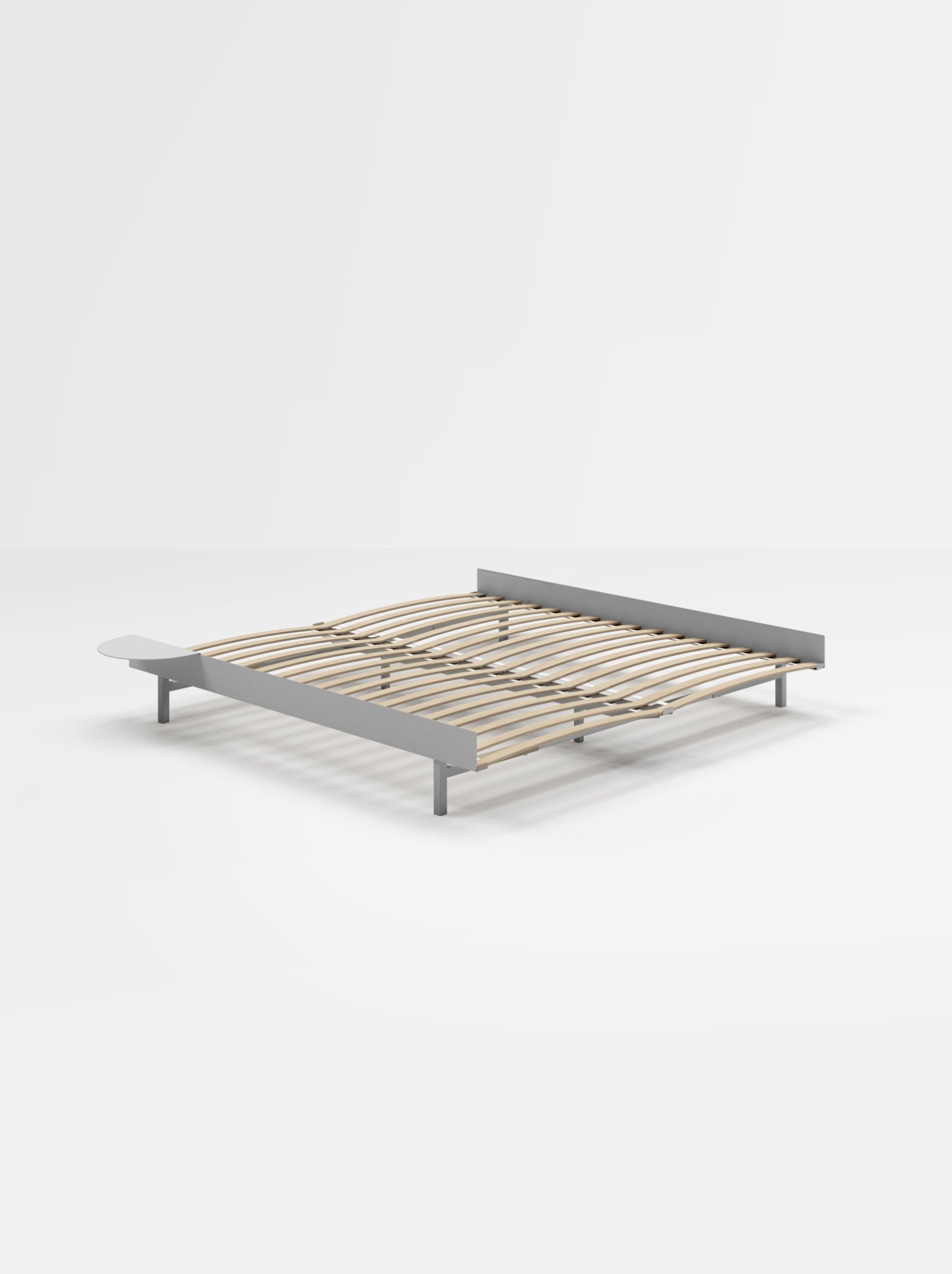 Moebe Bed, 180 Cm, Slats, 1x Side Table, Stainless Steel