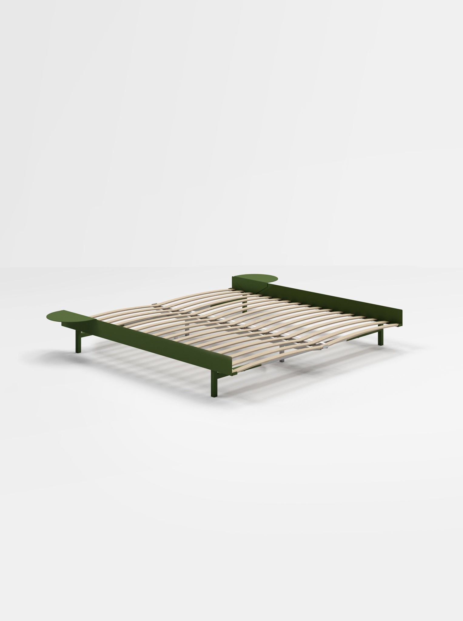 Moebe Bed, 180 Cm, Slats, 2x Side Table, Pine Green