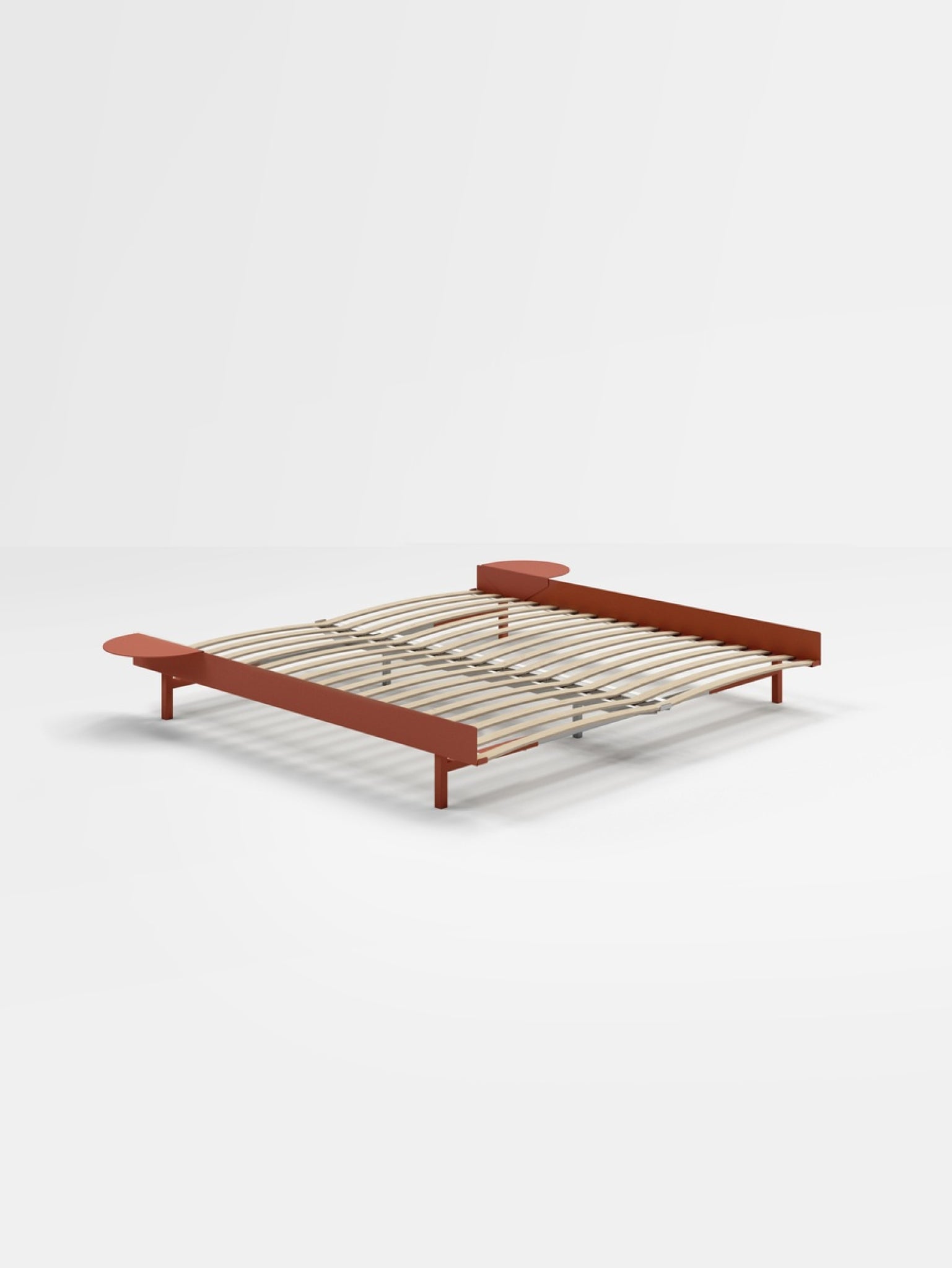 Moebe Bed, 180 Cm, Slats, 2x Side Table, Terracotta