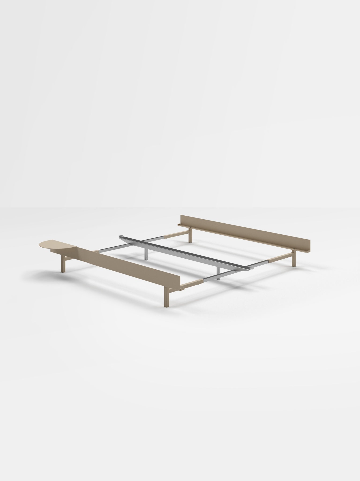 Moebe Sand Bed with Bedside Table: Adjustable 90-180 cm Steel Frame
