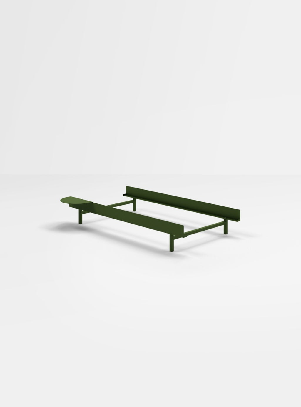 Minimalist Pine Green Moebe Bed with Bedside Table - 90 cm Steel Frame
