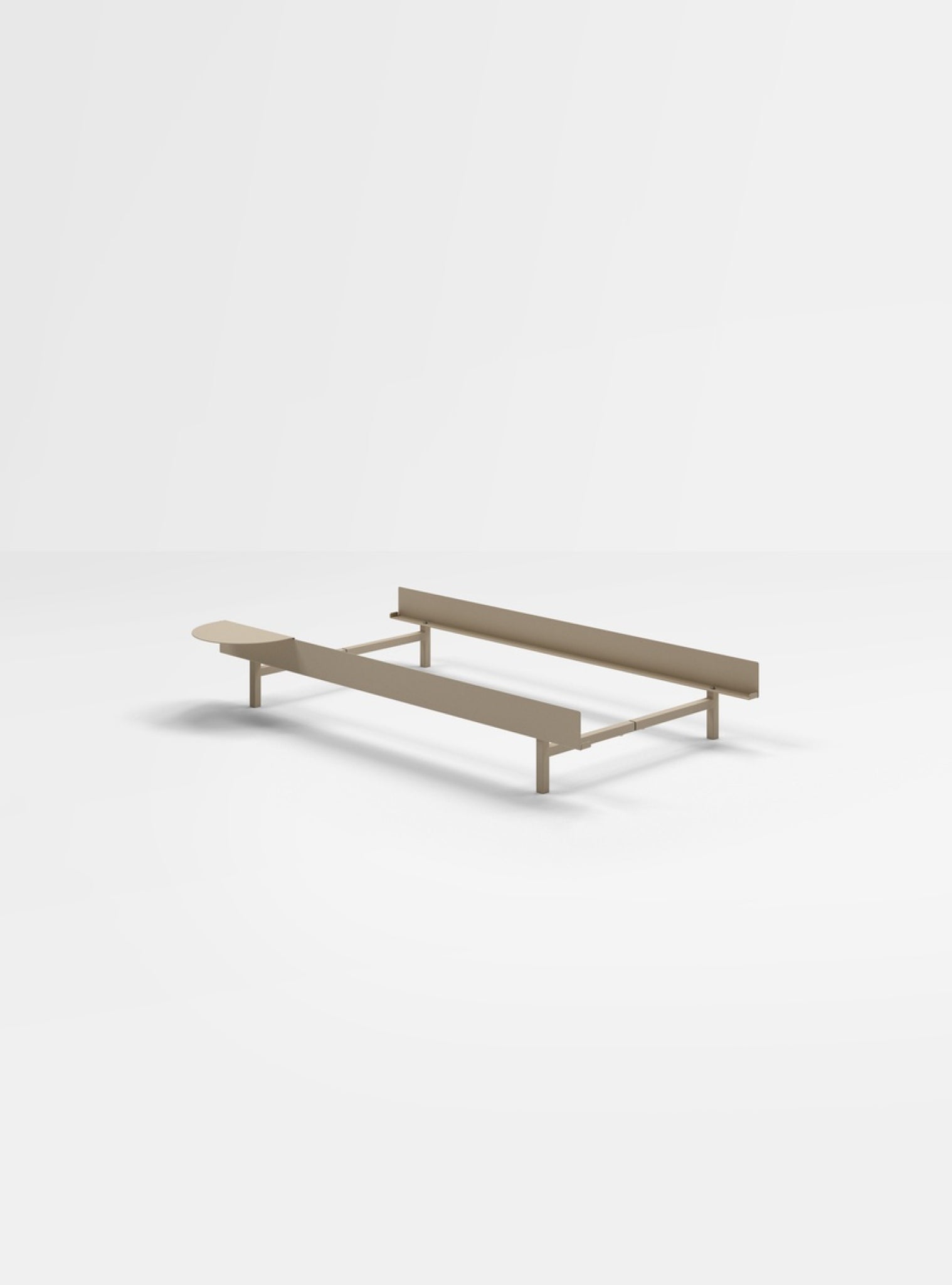 Minimalist Moebe Bed 90 cm with Bedside Table in Sand - Modern Steel Design
