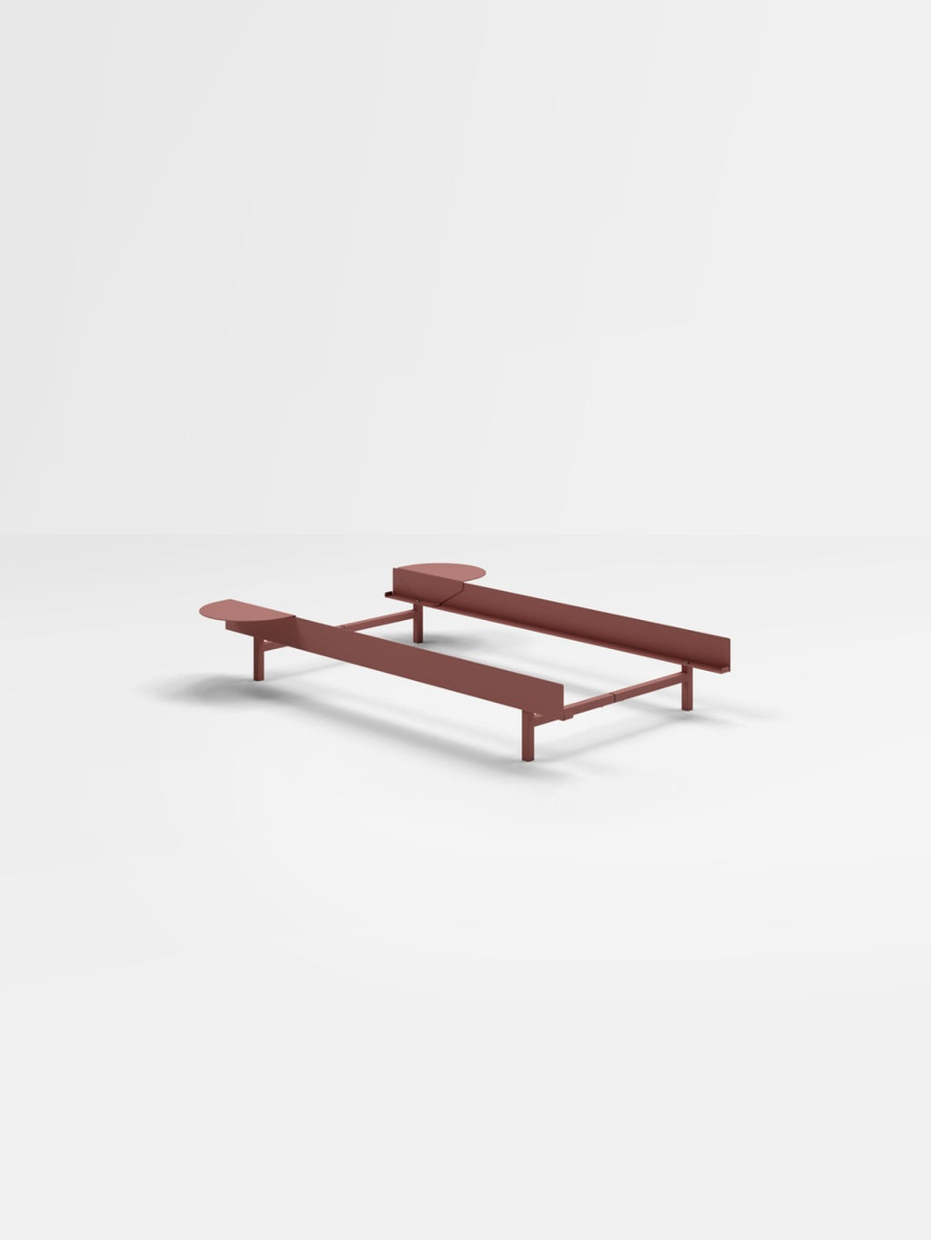 Minimalist Moebe Bed & 2 Dusty Rose Bedside Tables - Modern Steel Design