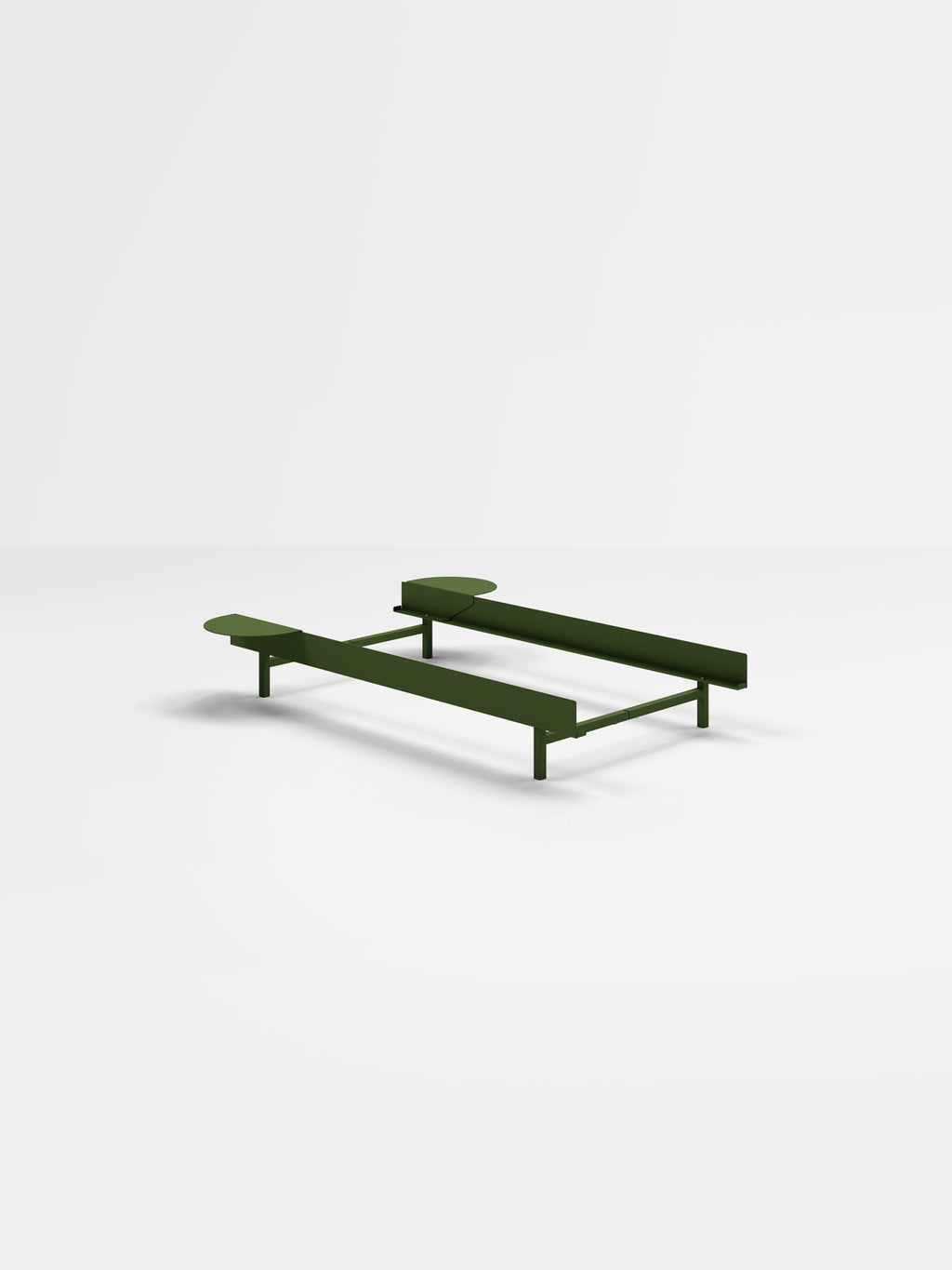 Minimalist Pine Green Moebe Bed & Bedside Tables Set - Steel Frame 90cm