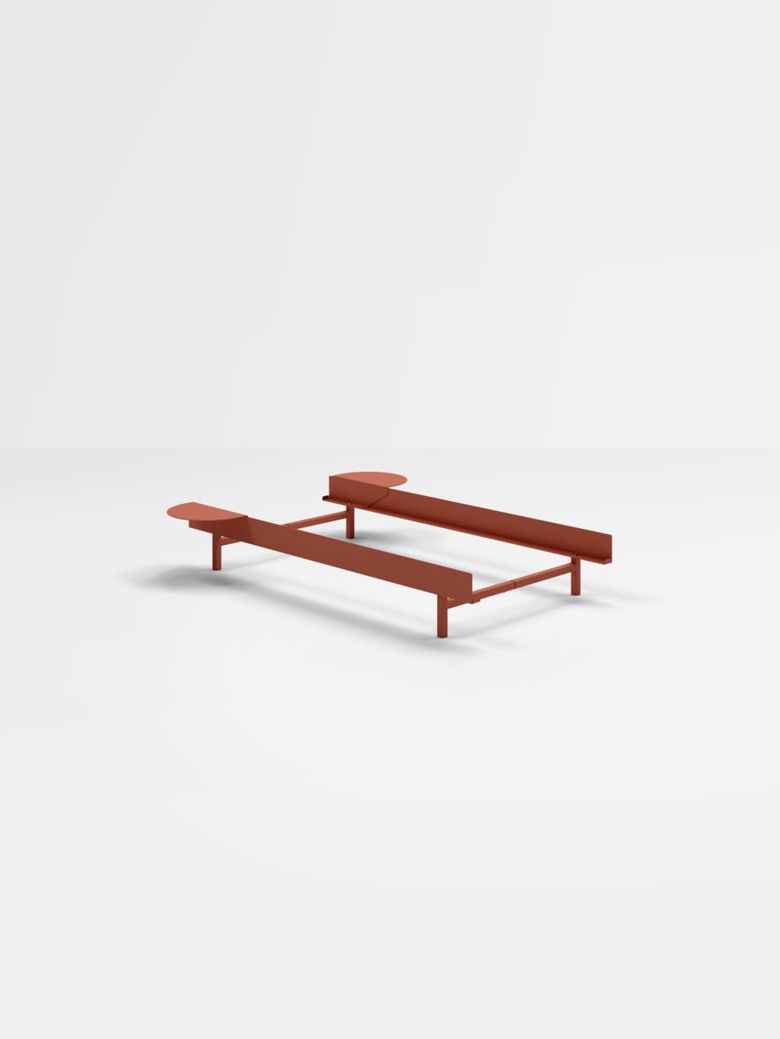 Moebe Bed, 90 Cm, 2x Side Table, Terracotta