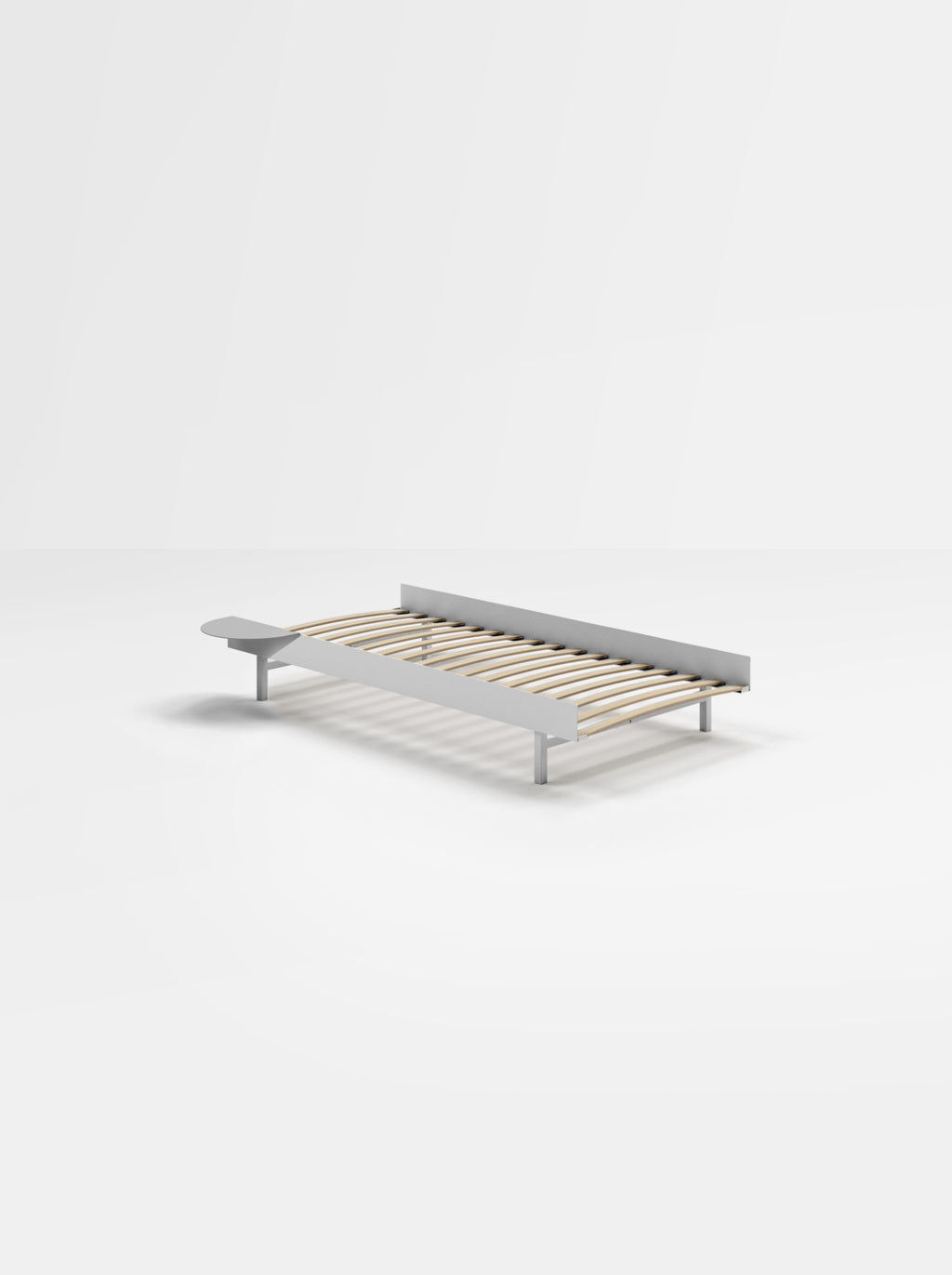 Moebe Bed, 90 Cm, Slats, 1x Side Table, Stainless Steel