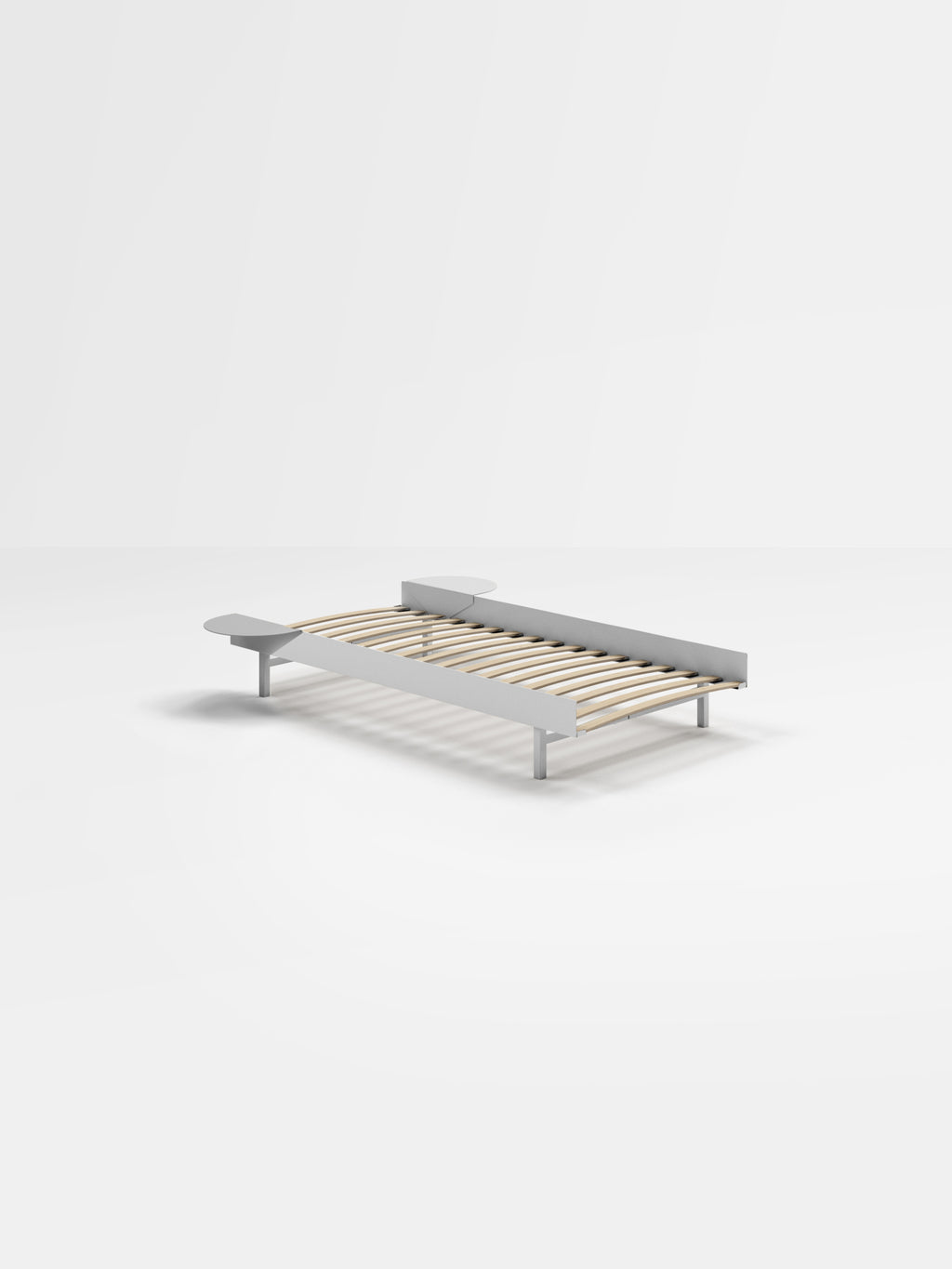 Moebe Bed, 90 Cm, Slats, 2x Side Table, Stainless Steel