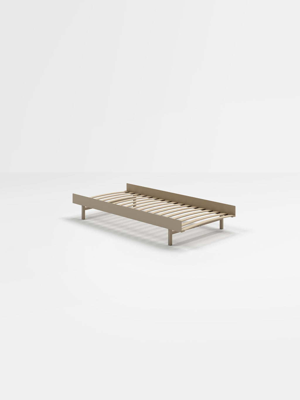 Minimalist Moebe Bed 90 cm in Sand - Modern Steel Frame with Slats