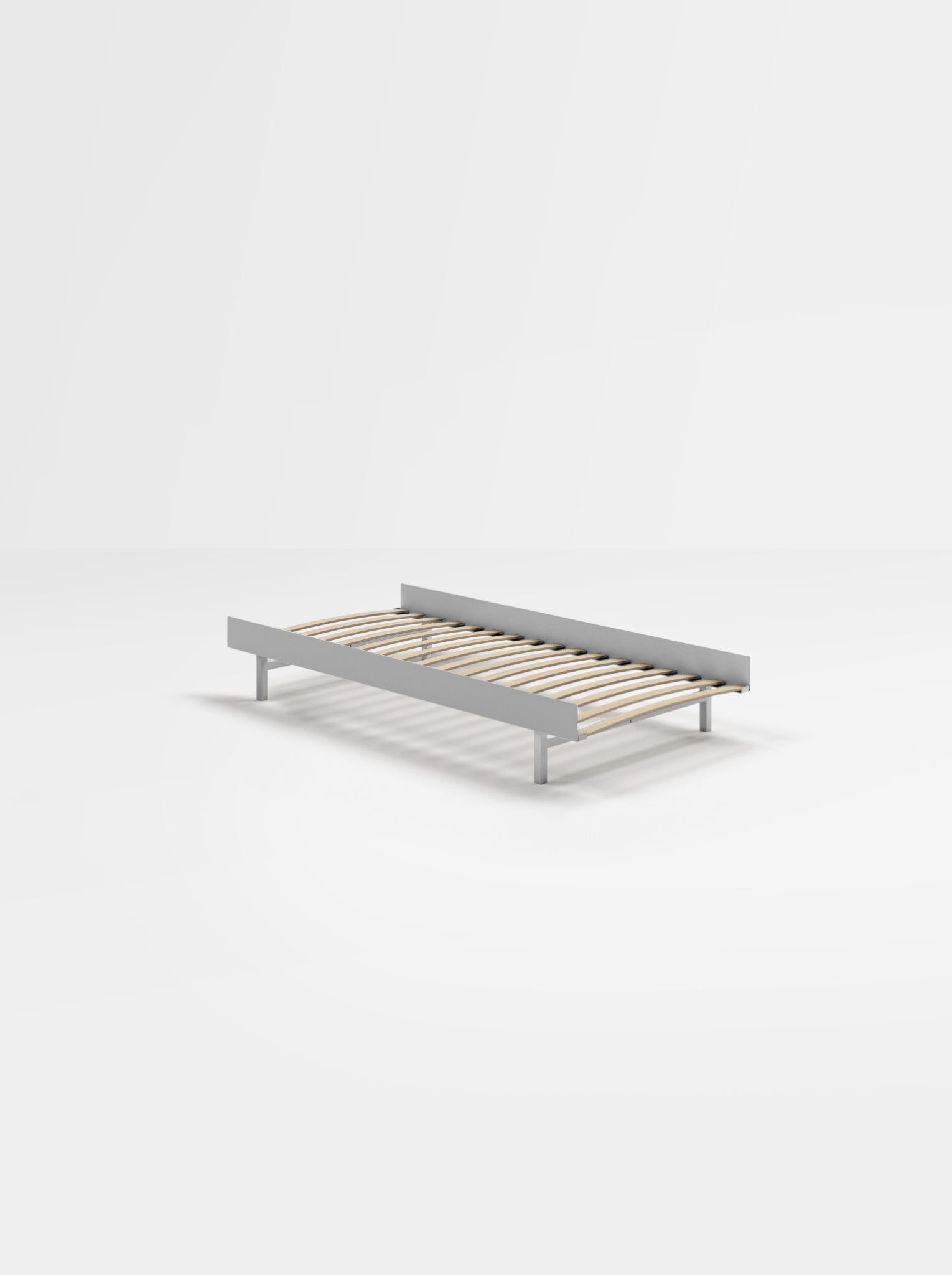 Moebe Bed, 90 Cm, Slats, Stainless Steel