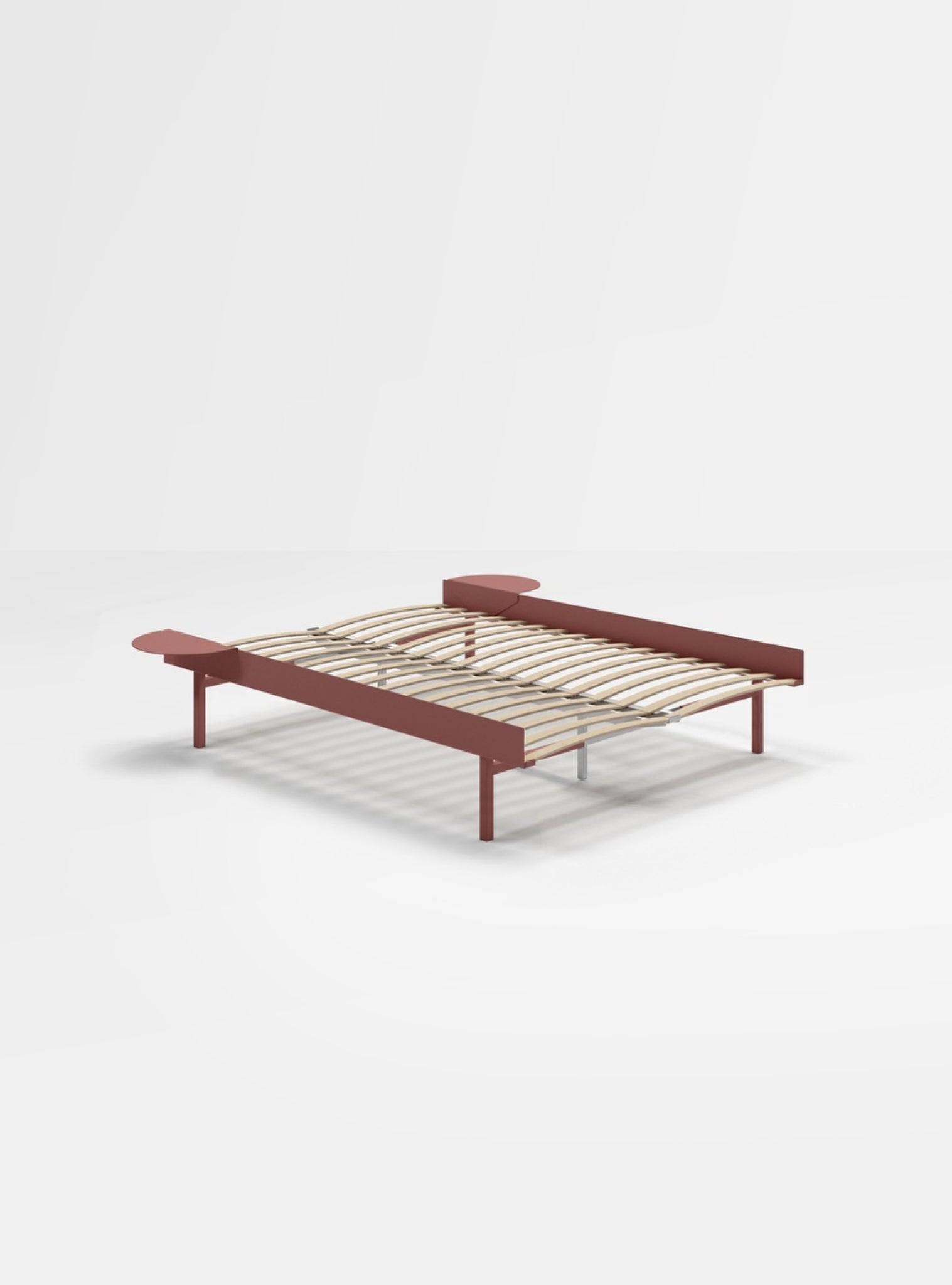 Moebe Bed, Tall Legs, 140 Cm, Slats, 2x Side Table, Dusty Rose