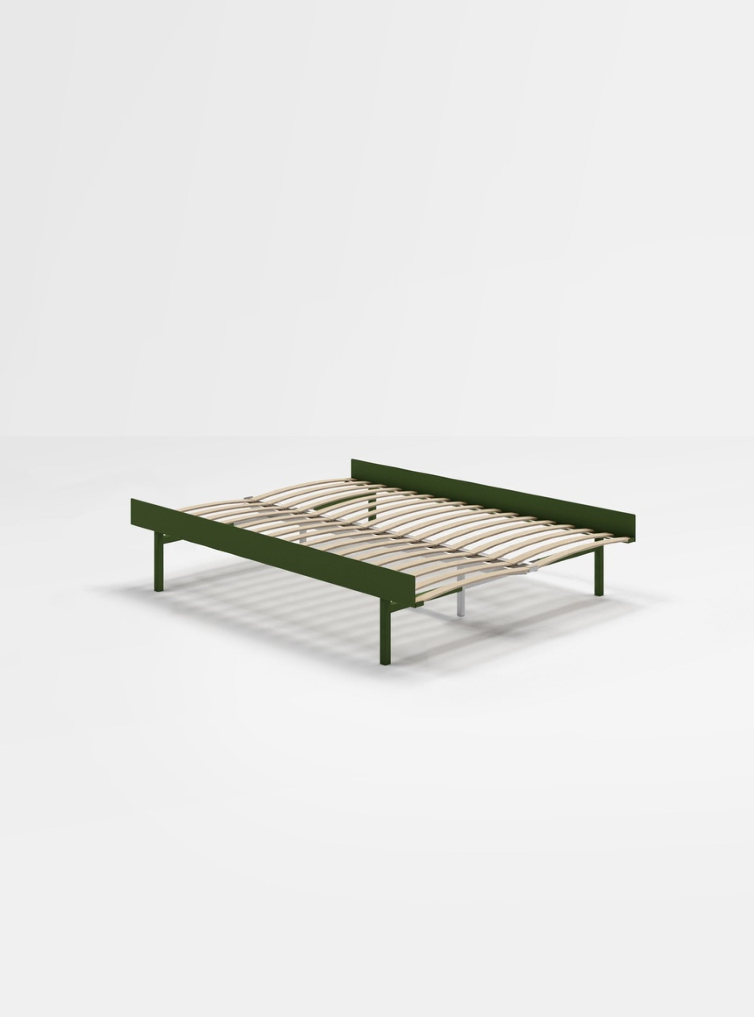 Moebe Bed, Tall Legs, 140 Cm, Slats, Pine Green