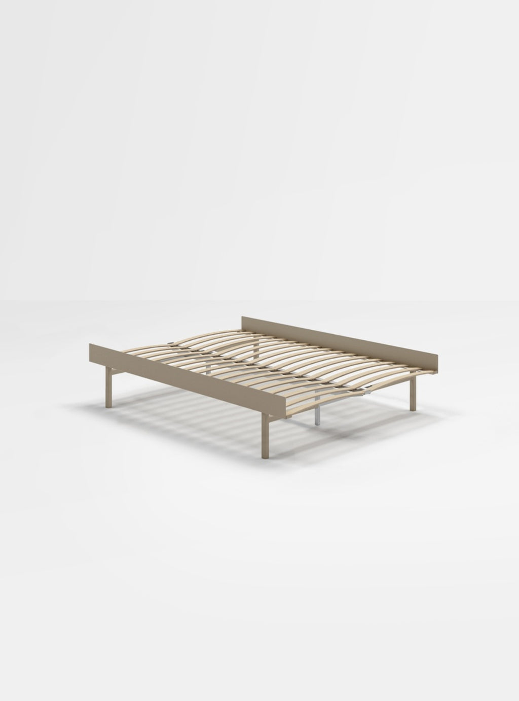 Moebe Bed, Tall Legs, 140 Cm, Slats, Sand