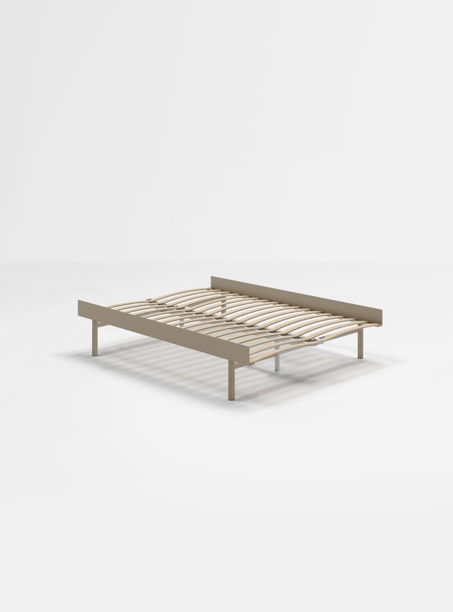 Moebe Bed, Tall Legs, 140 Cm, Slats, Sand
