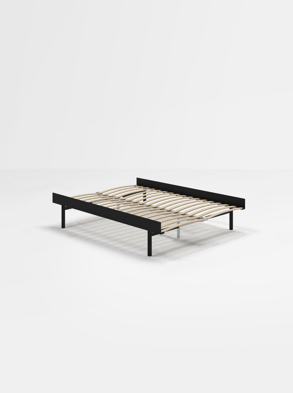 Moebe Bed, Tall Legs, 150 Cm, Slats, Black