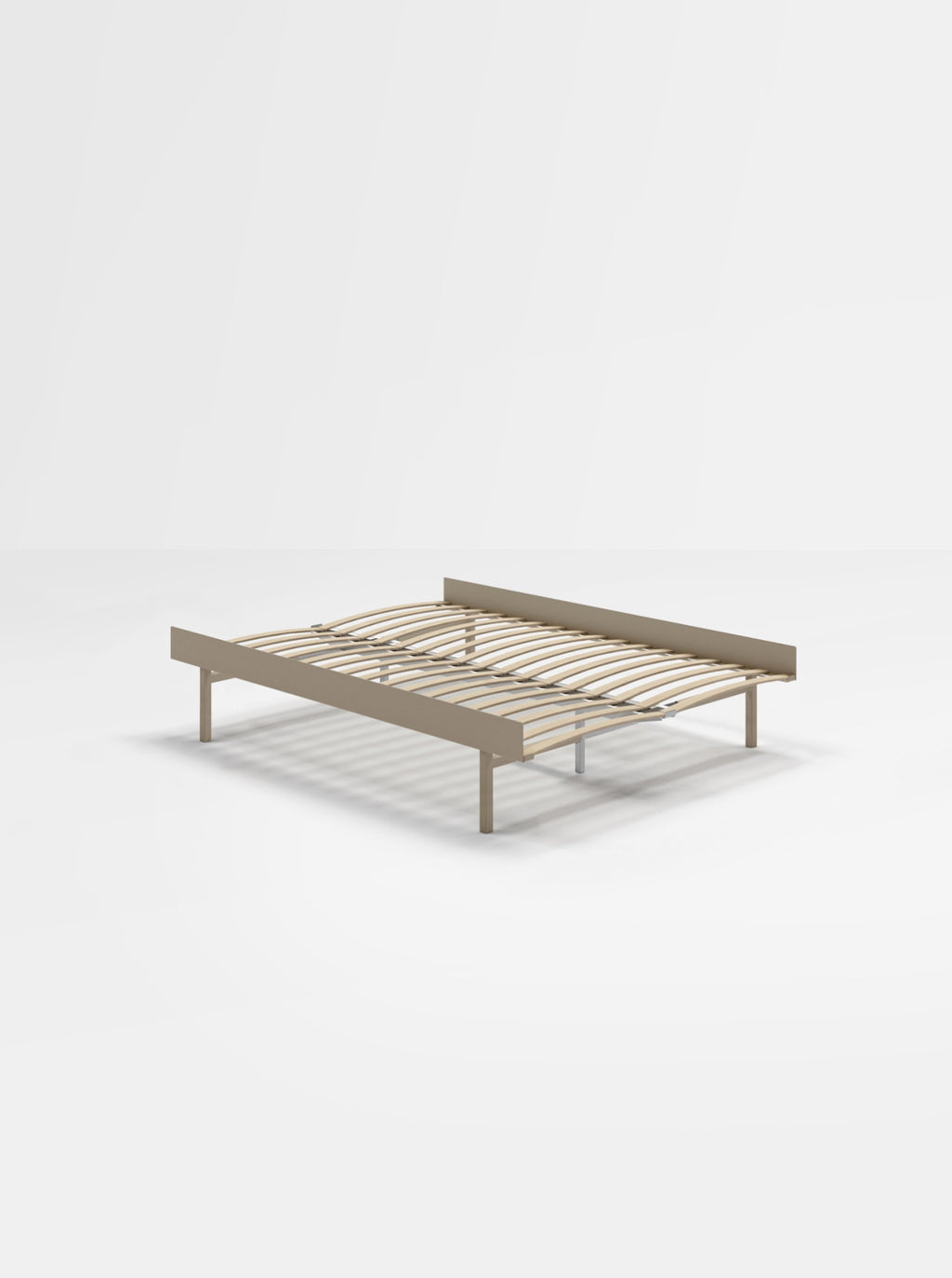 Moebe Bed, Tall Legs, 150 Cm, Slats, Sand
