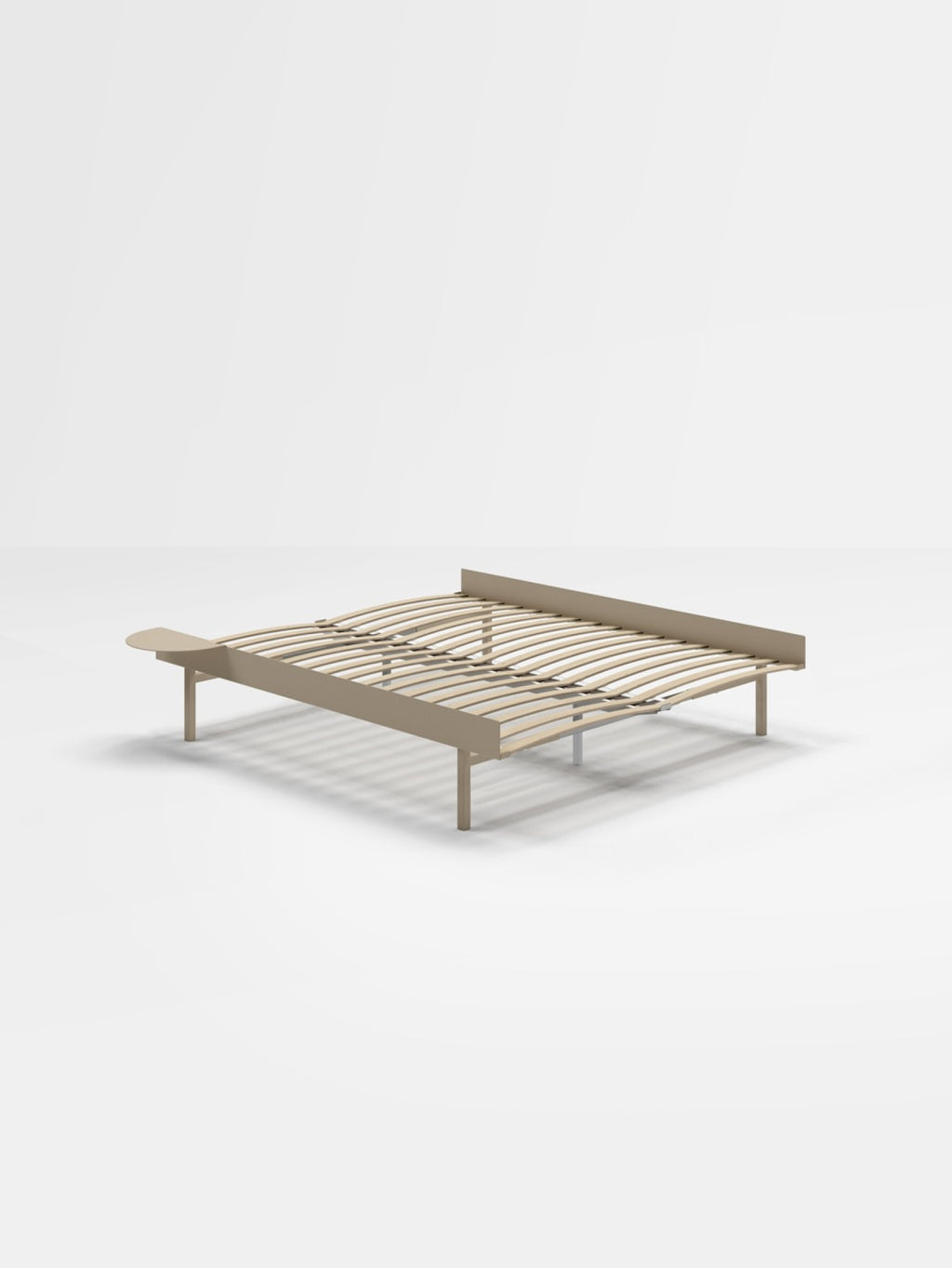 Moebe Bed, Tall Legs, 160 Cm, Slats, 1x Side Table, Sand