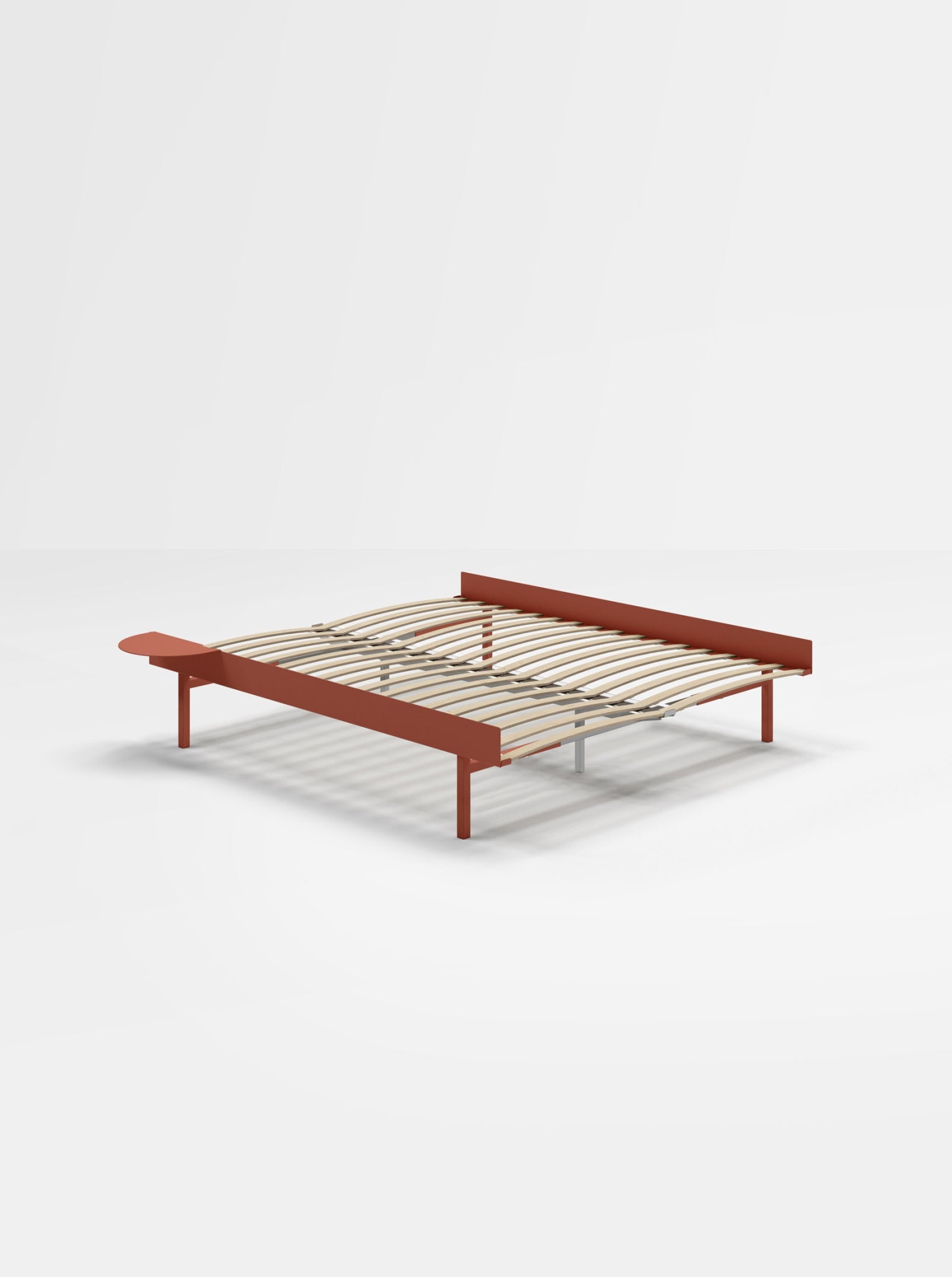 Moebe Bed, Tall Legs, 160 Cm, Slats, 1x Side Table, Terracotta