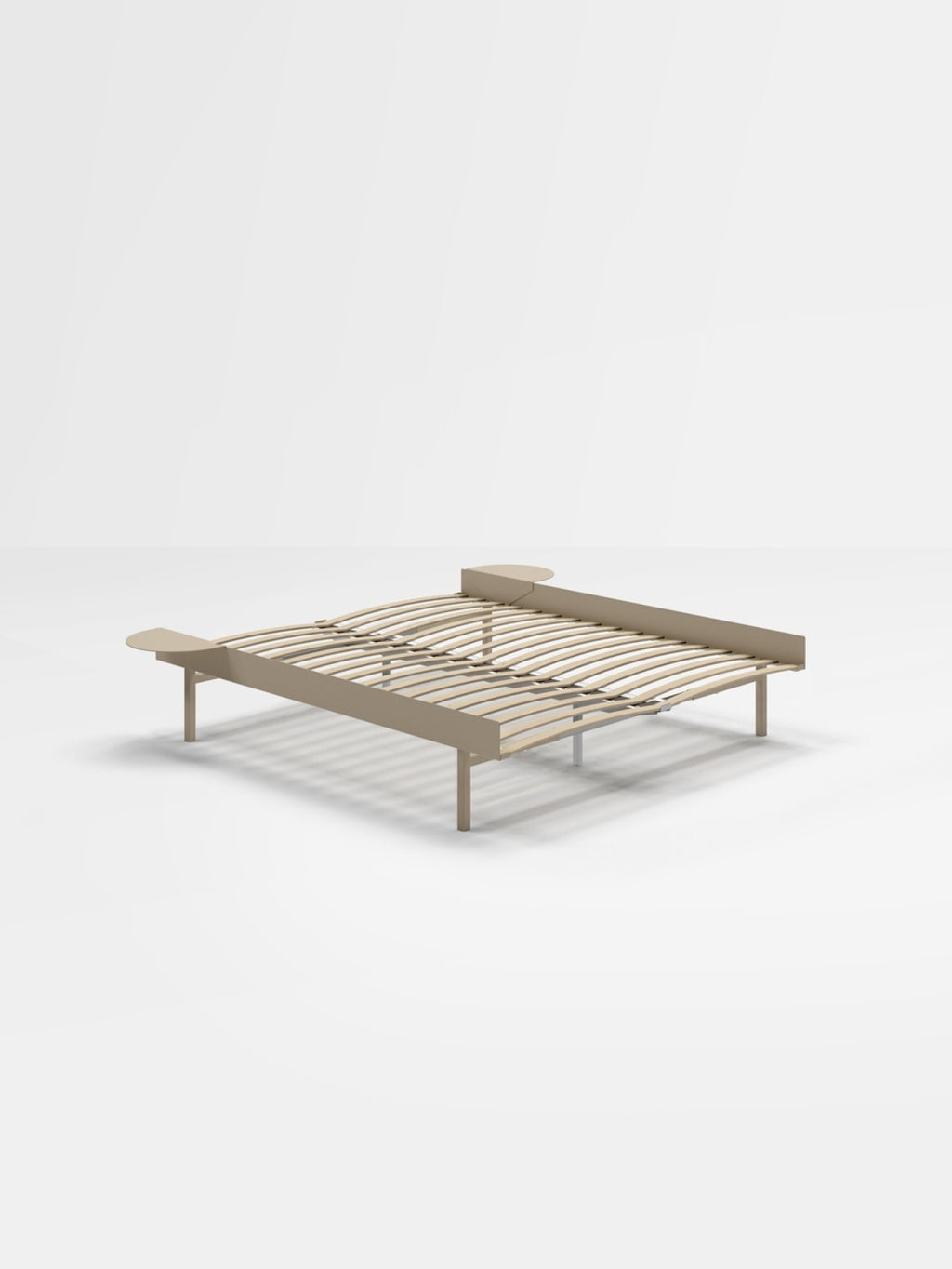 Moebe Bed, Tall Legs, 160 Cm, Slats, 2x Side Table, Sand